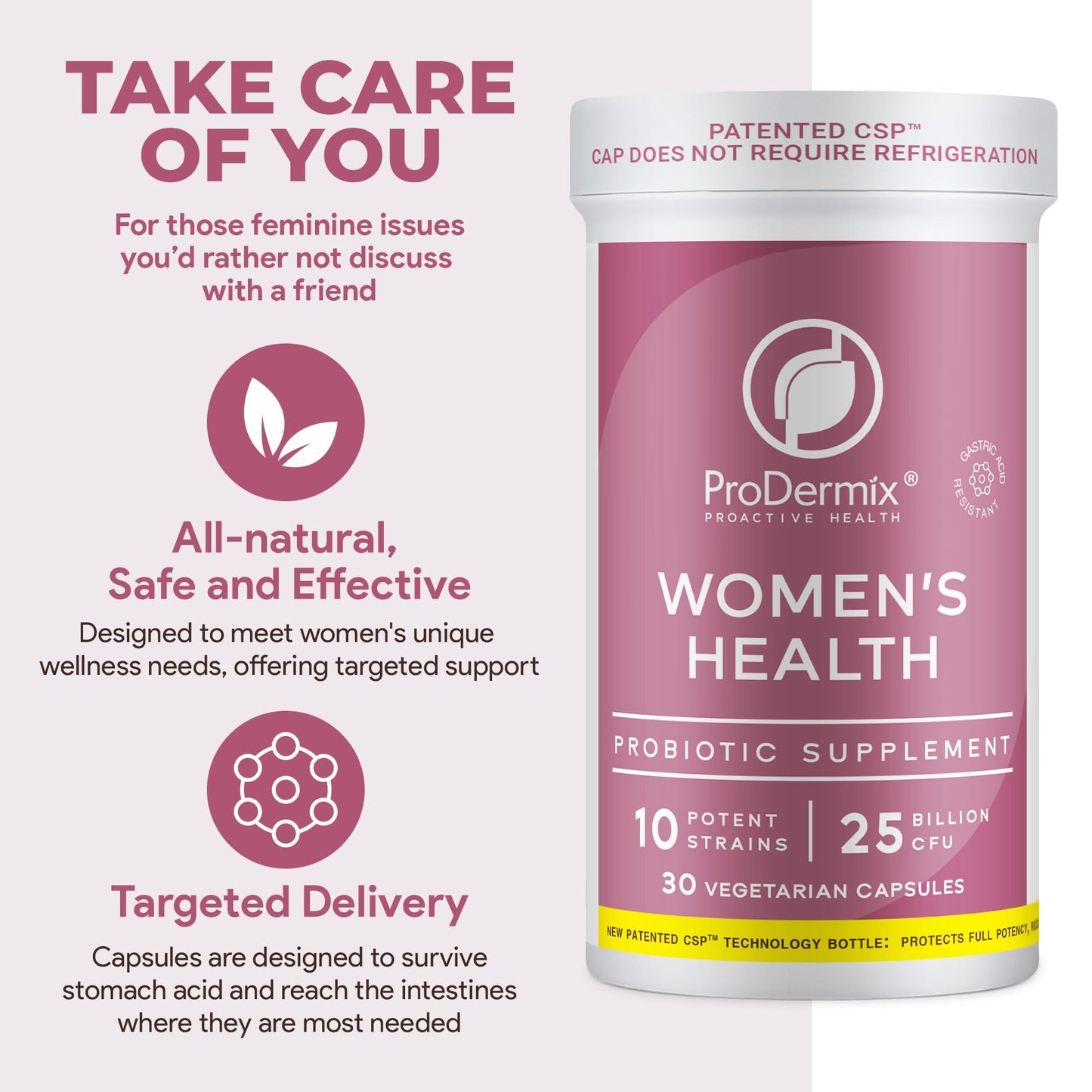 PRODERMIX Probiotics for Women Vaginal Probiotic 25 Billion CFU Capsules 30 Count