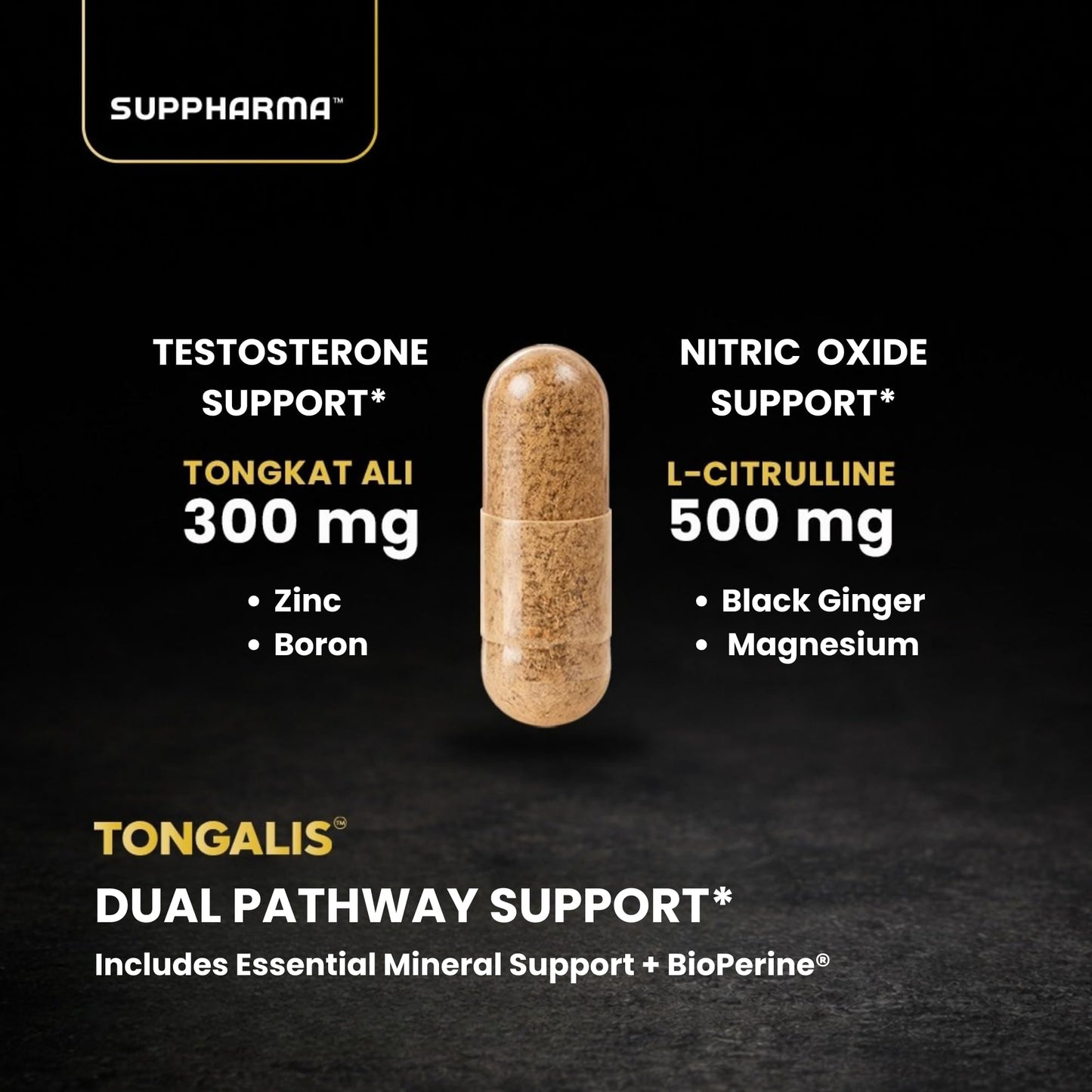 Suppharma Tongalis Testosterone & Nitric Oxide Support Capsule, 60 Veggie Capsules