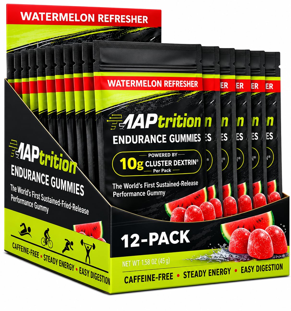 MAPtrition Endurance Gummies 10g Cluster Dextrin Sustained-Release Energy Chews Gummy, 12 Pack
