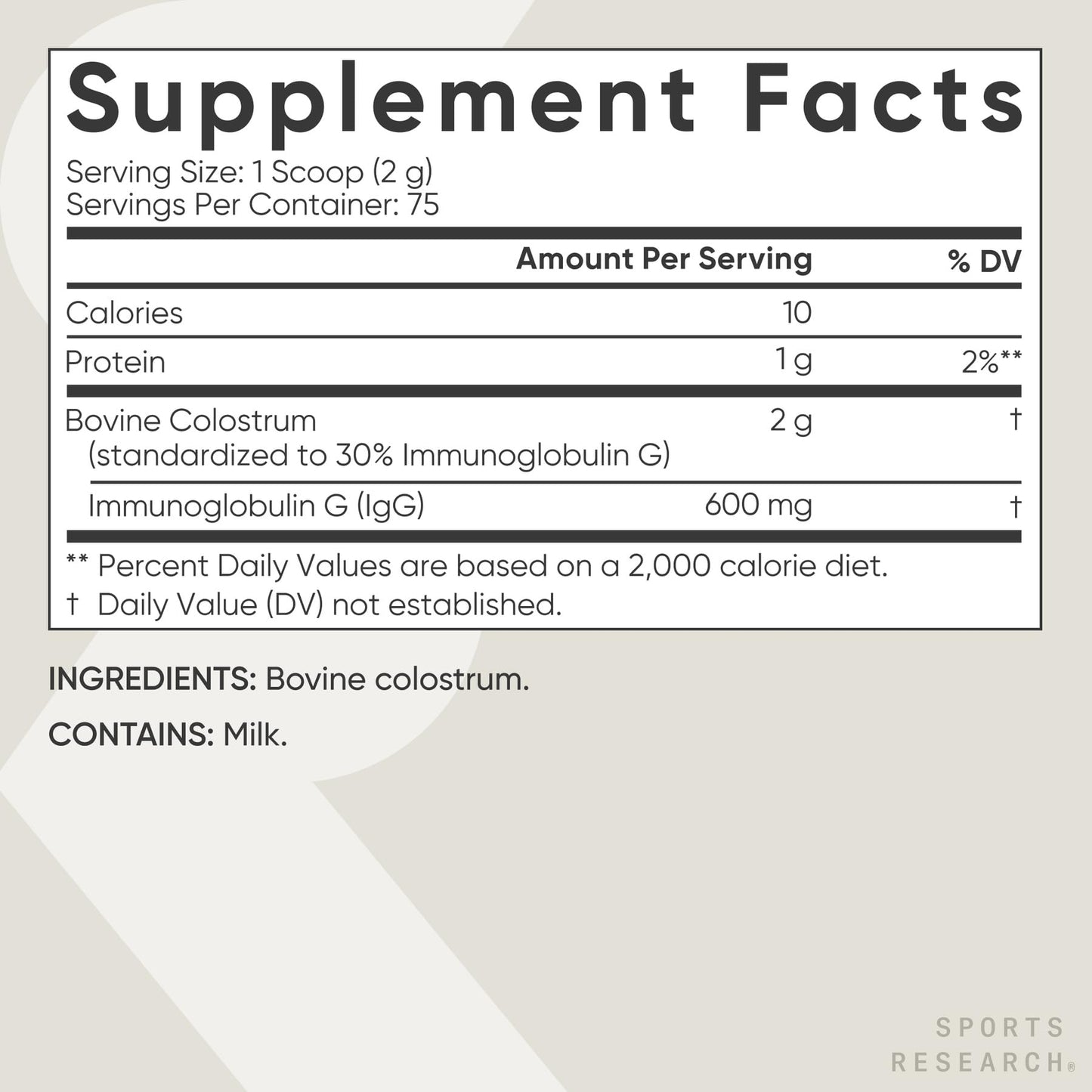 Sports Research Bovine Colostrum Powder, 5.9 oz