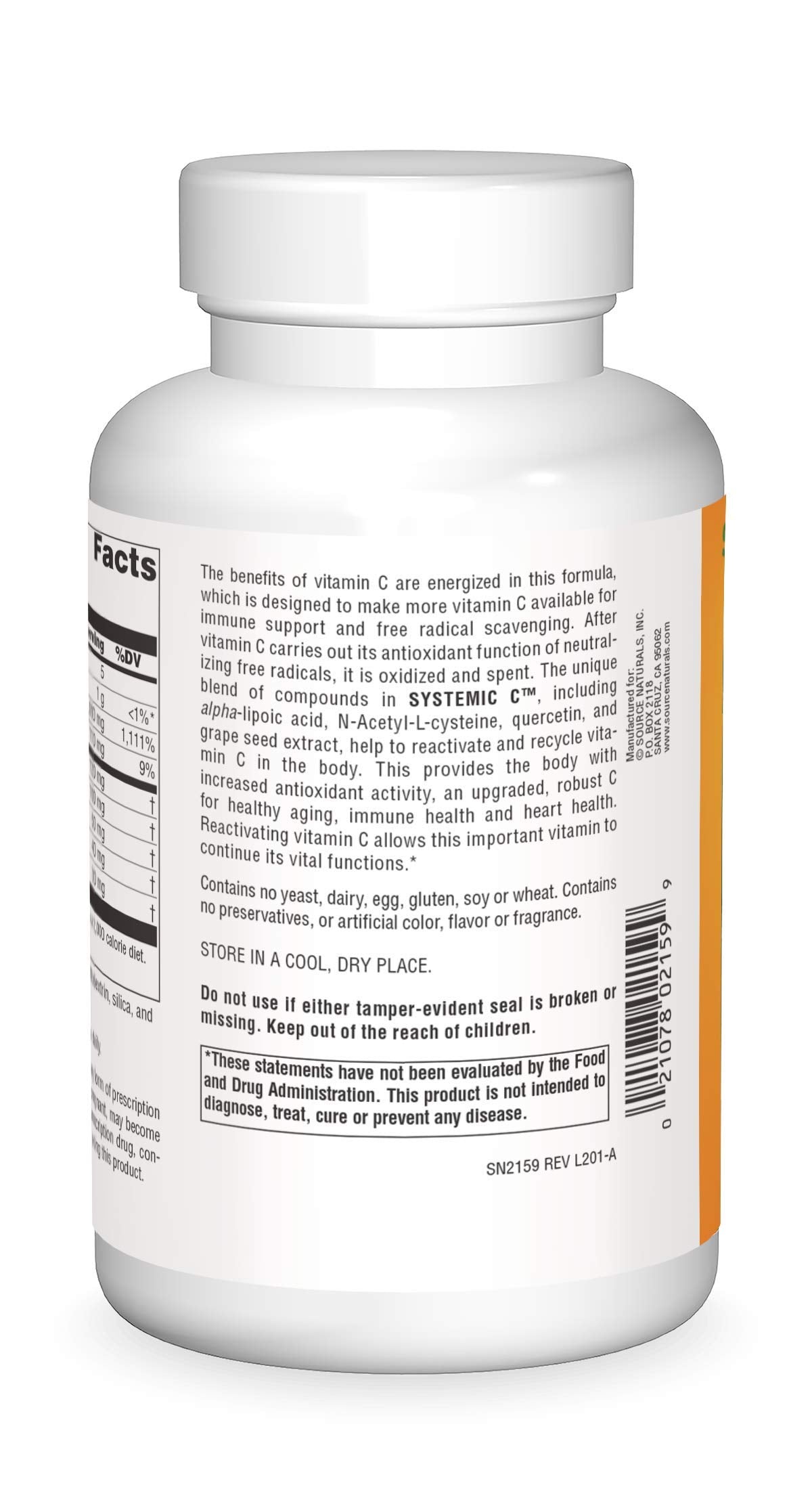 Source Naturals Systemic C 500mg Capsules, 240 Count