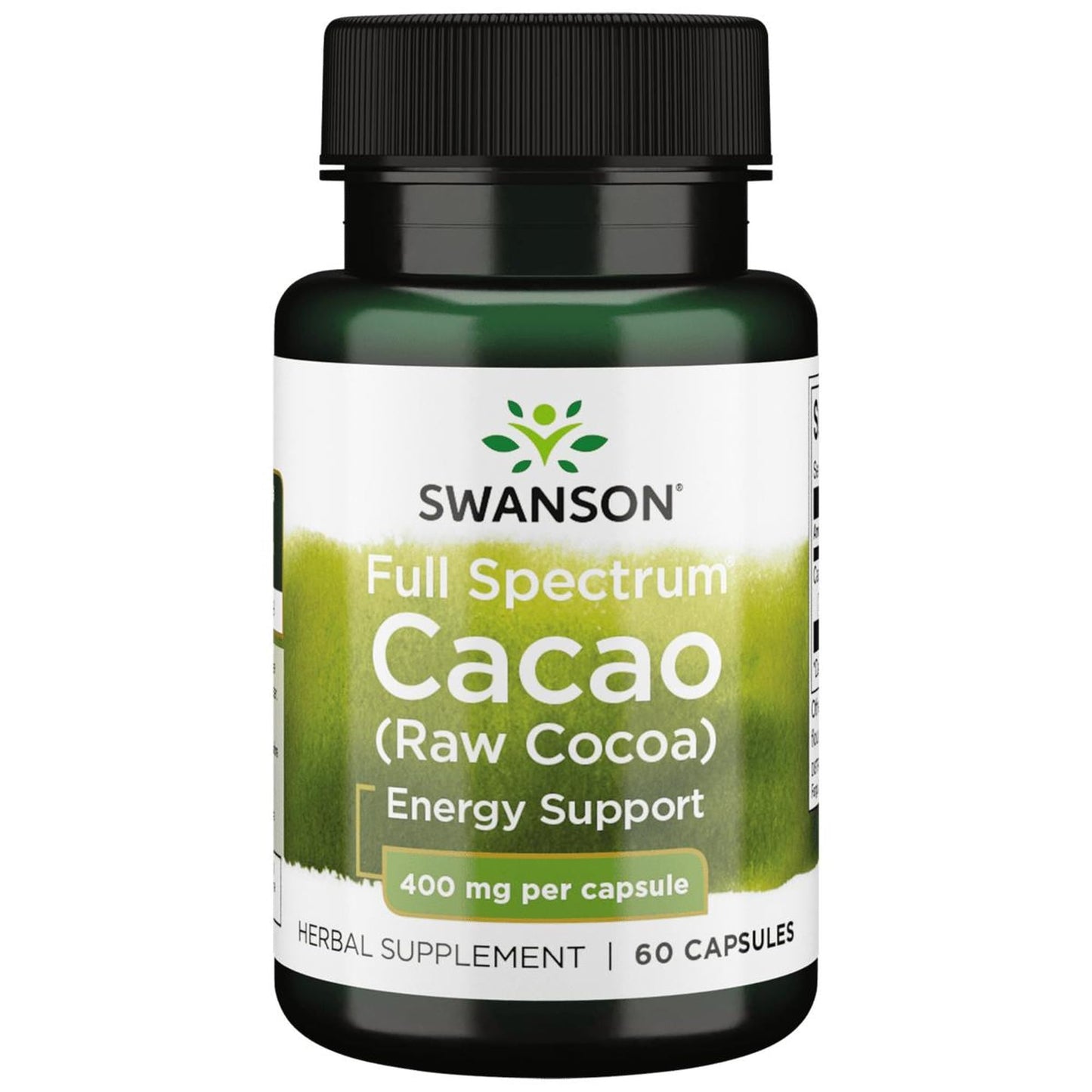 Swanson Full Spectrum Cacao (Raw Cocoa) - Herbal Supplement Promoting Mild Energy Support - Traditional Whole Fruit Formula, 60 Capsules