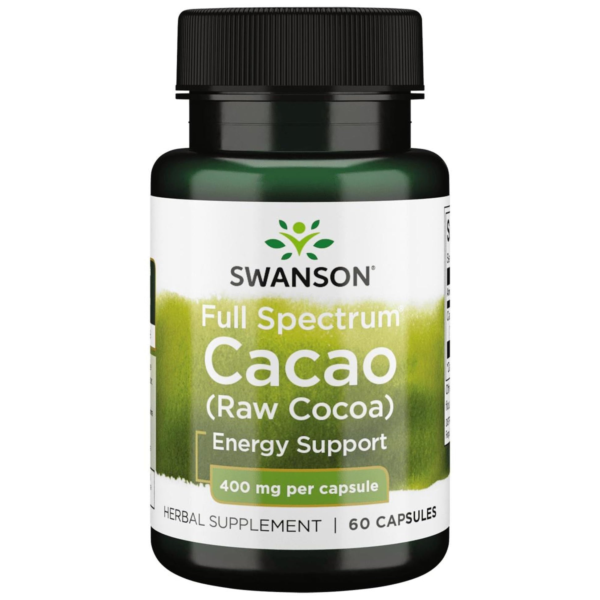 Swanson Full Spectrum Cacao (Raw Cocoa) - Herbal Supplement Promoting Mild Energy Support - Traditional Whole Fruit Formula, 60 Capsules