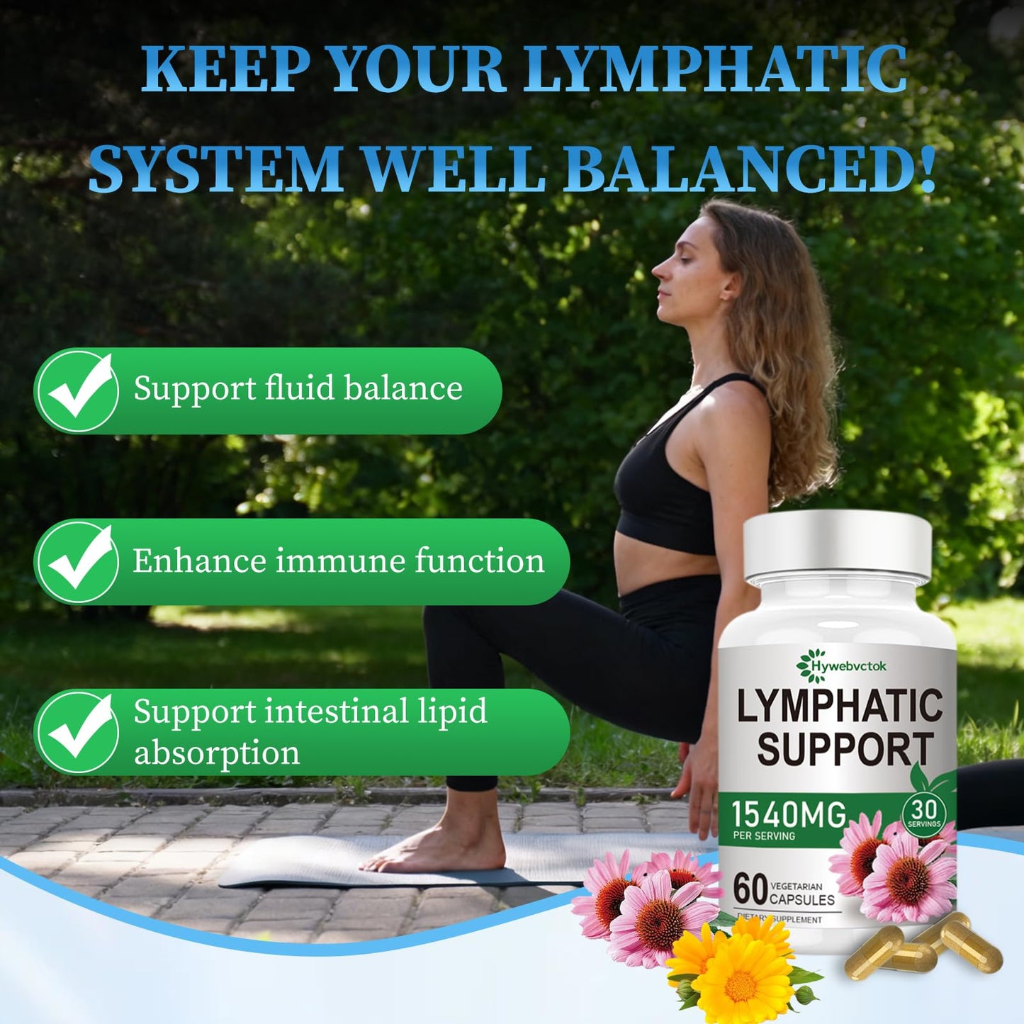 Hywebvctok Lymphatic Drainage Supplements 60 Capsules