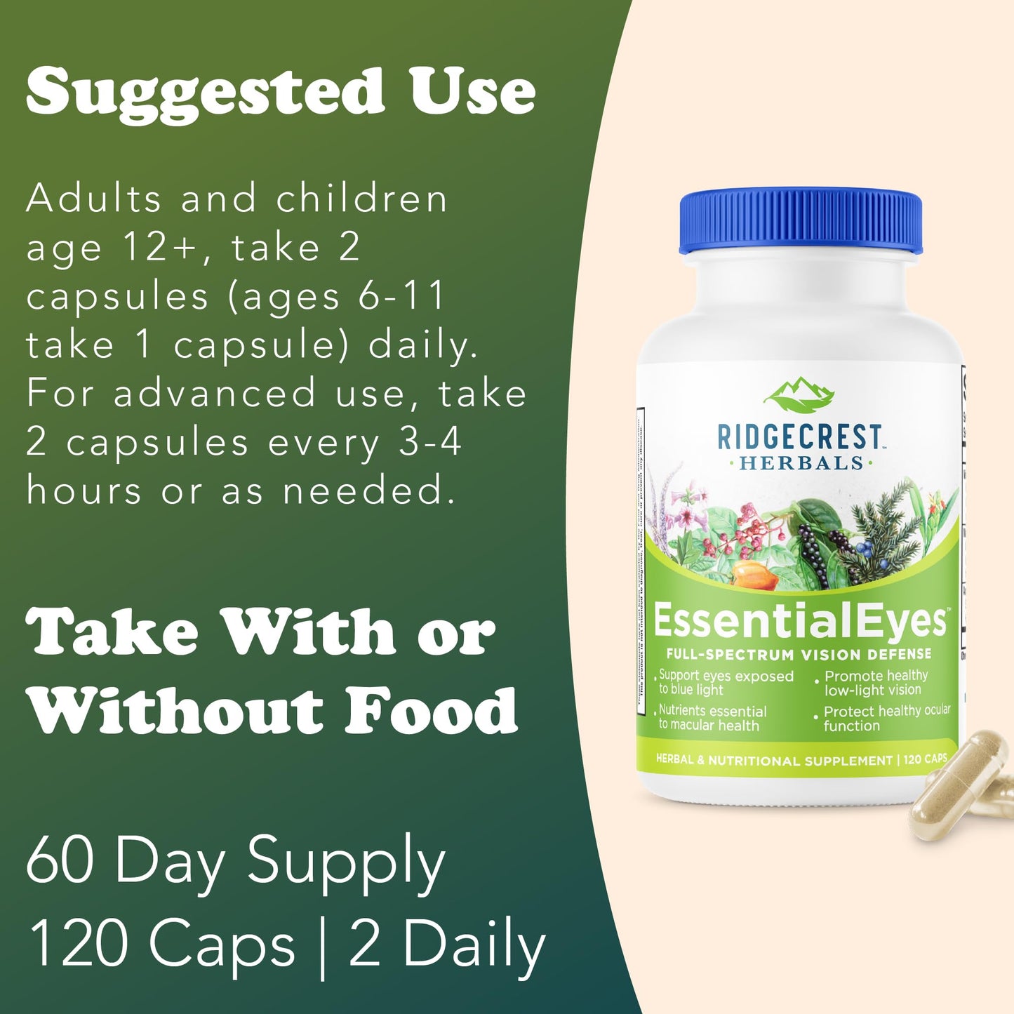 RidgeCrest Herbals EssentialEyes Eye Vitamins for Vision Support Capsules 120