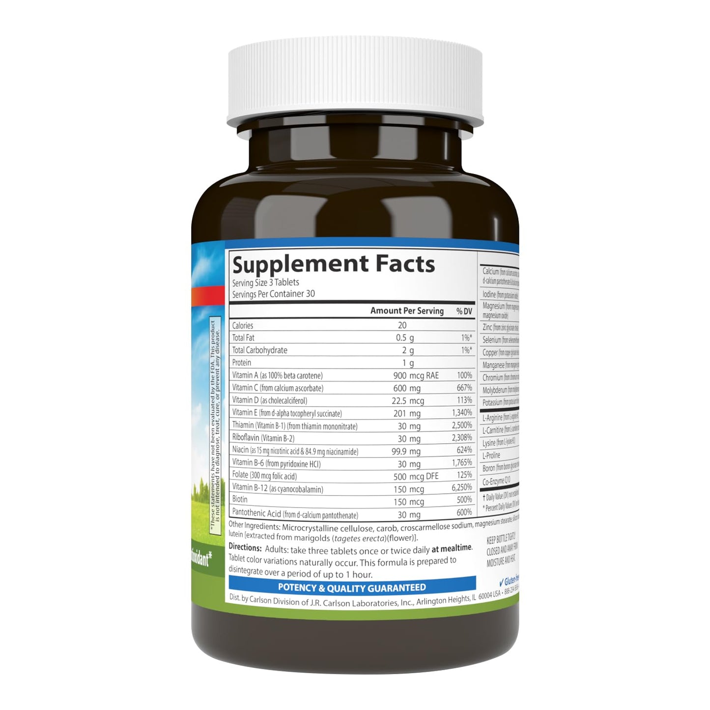 Carlson Cardio Complete Advanced Multivitamin Targeted Multivitamin Tablet 90 Count