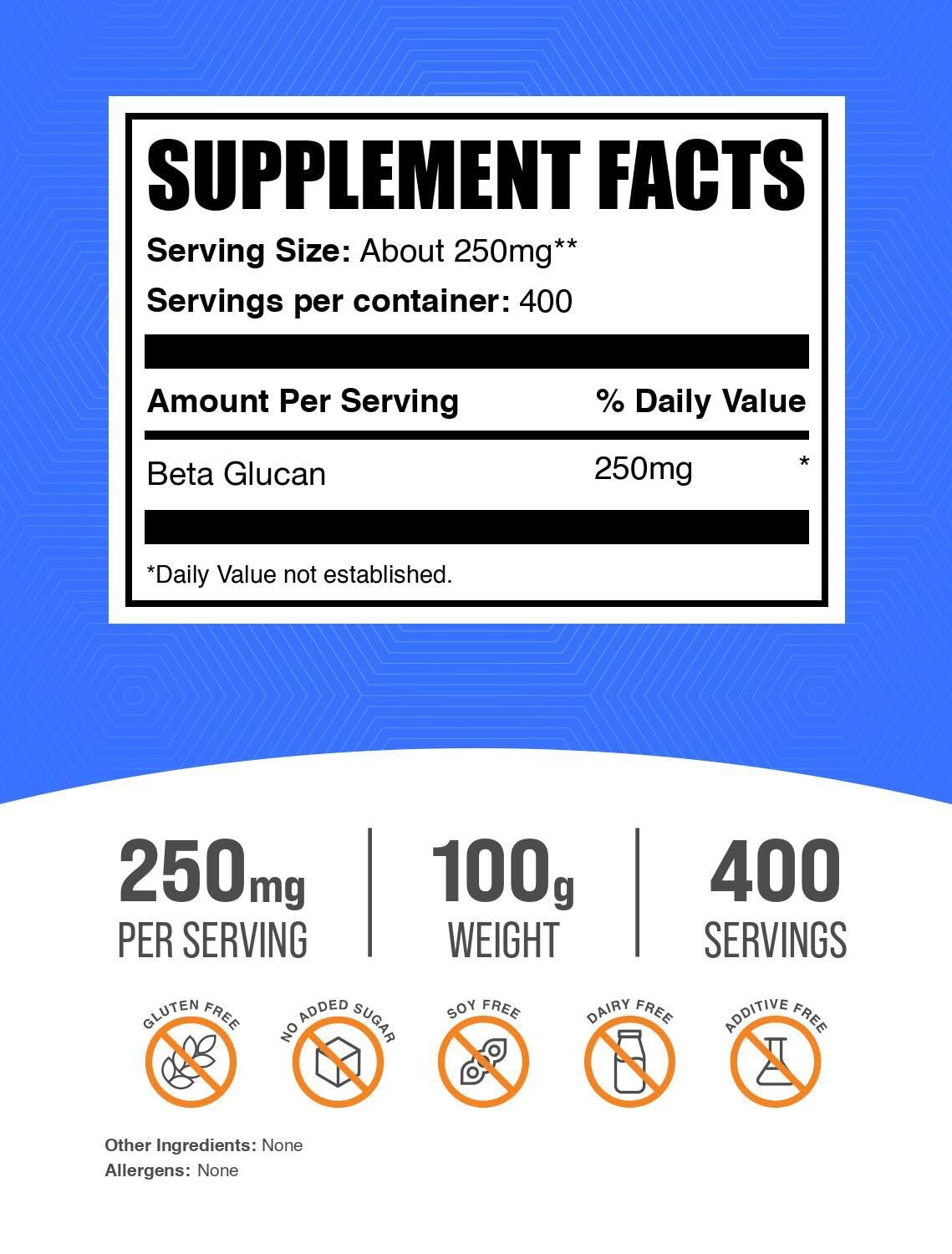 BulkSupplements Beta Glucan Powder 1,3/1,6 100 g (Pack of 1)