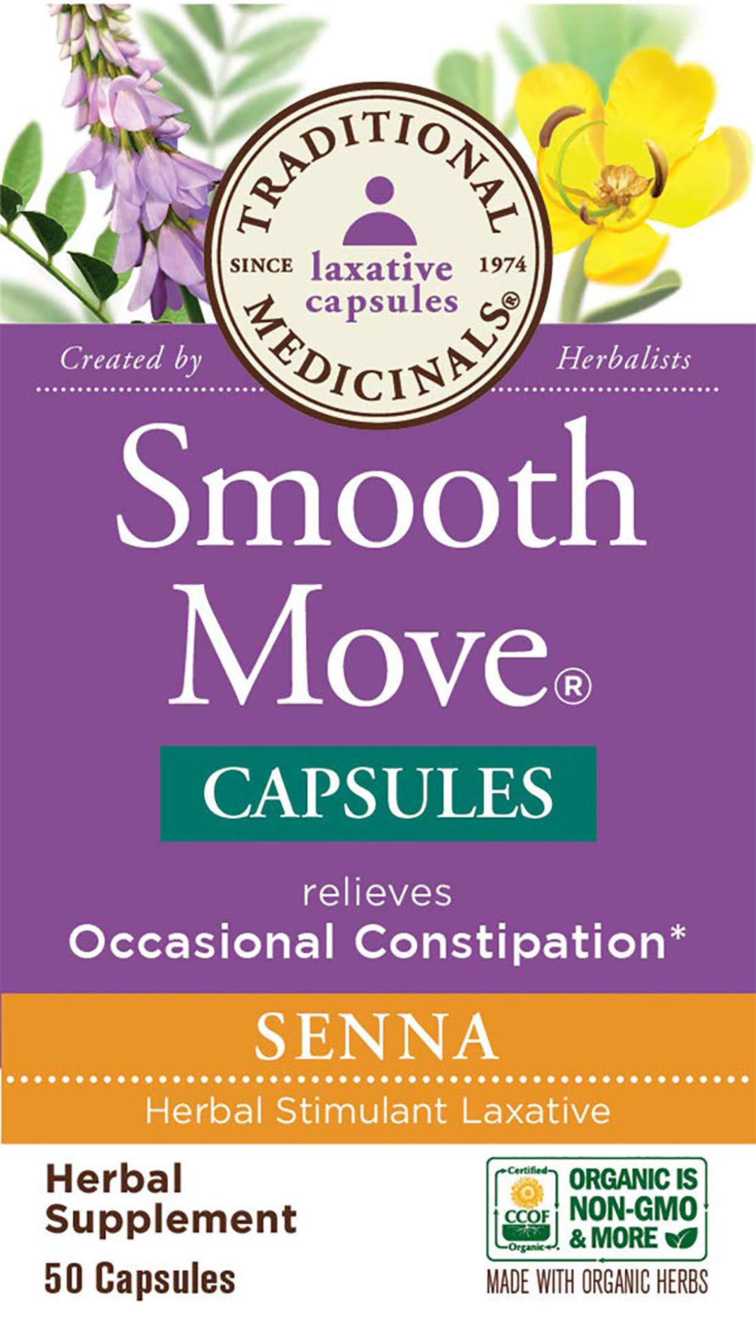 Traditional Medicinals Smooth Move Senna Capsules, 50 Capsules
