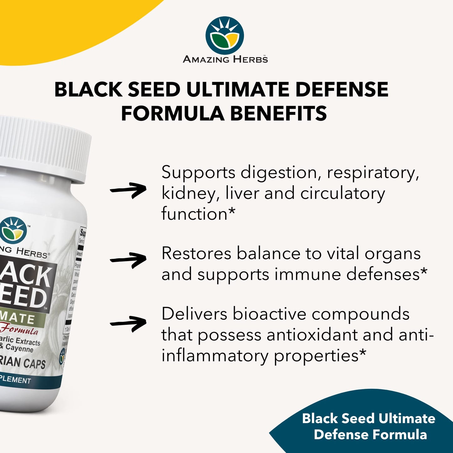 Amazing Herbs Whole Spectrum Black Seed Ultimate Capsules, 200 Capsules