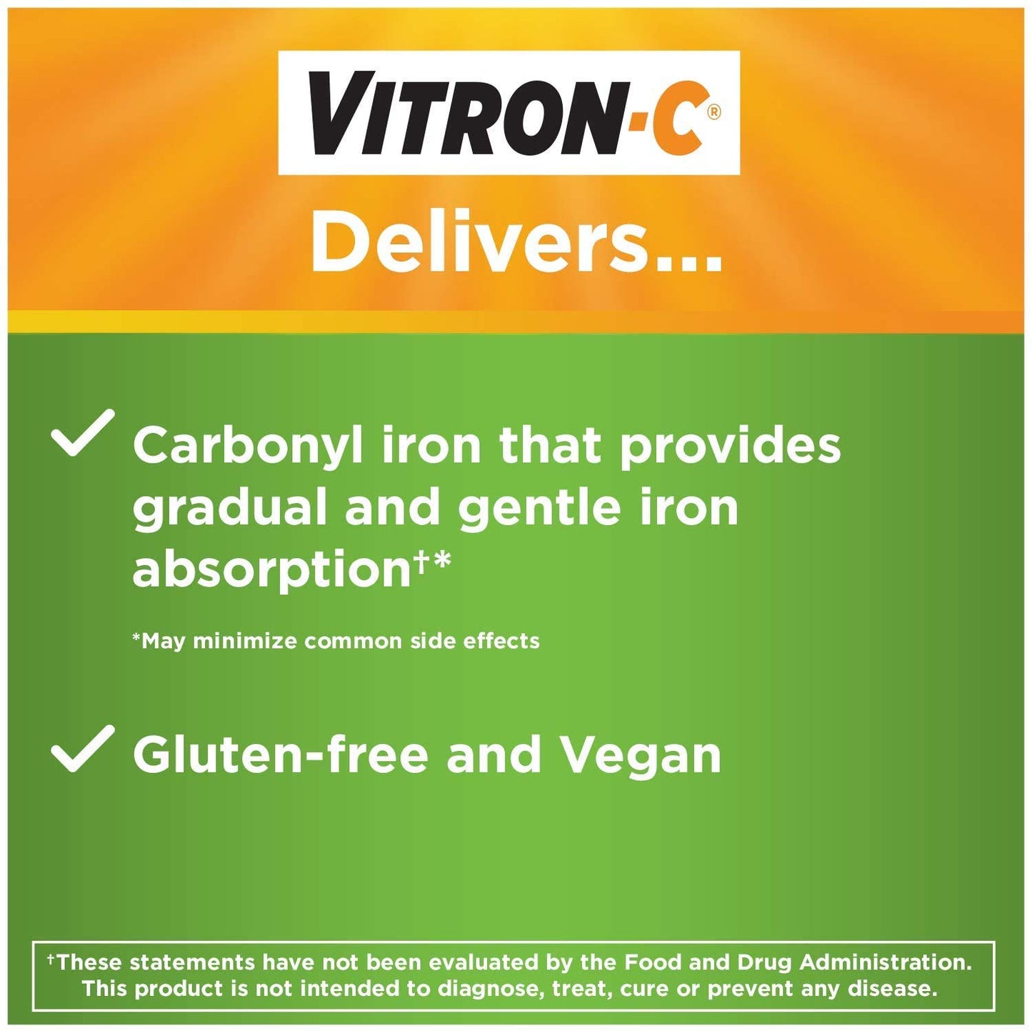 Vitron-C High Potency Iron Dietary Supplement – Iron Plus Vitamin C, 65 mg Elemental Iron, Tablet, 420 Tablets
