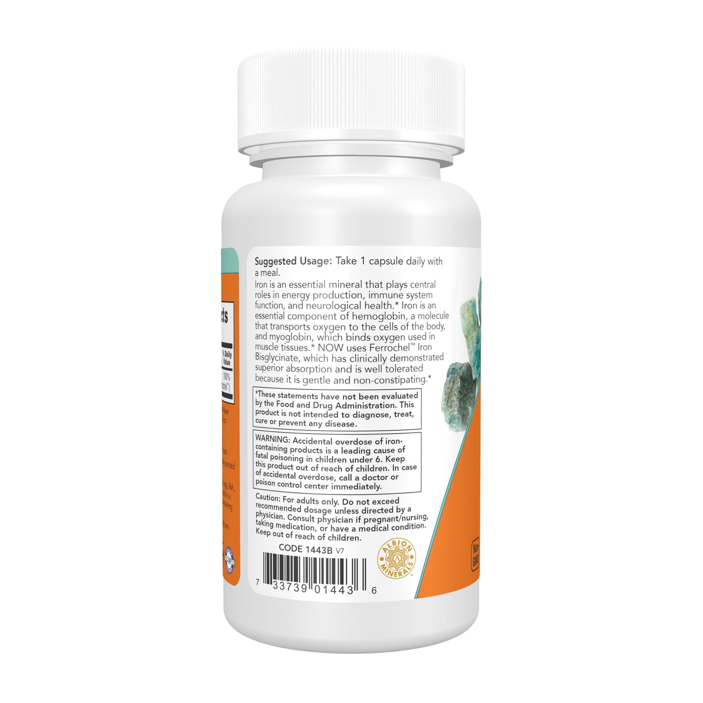 NOW Foods Iron 18 mg Non-Constipating*, Essential Mineral Capsules, 120 Veg Capsules