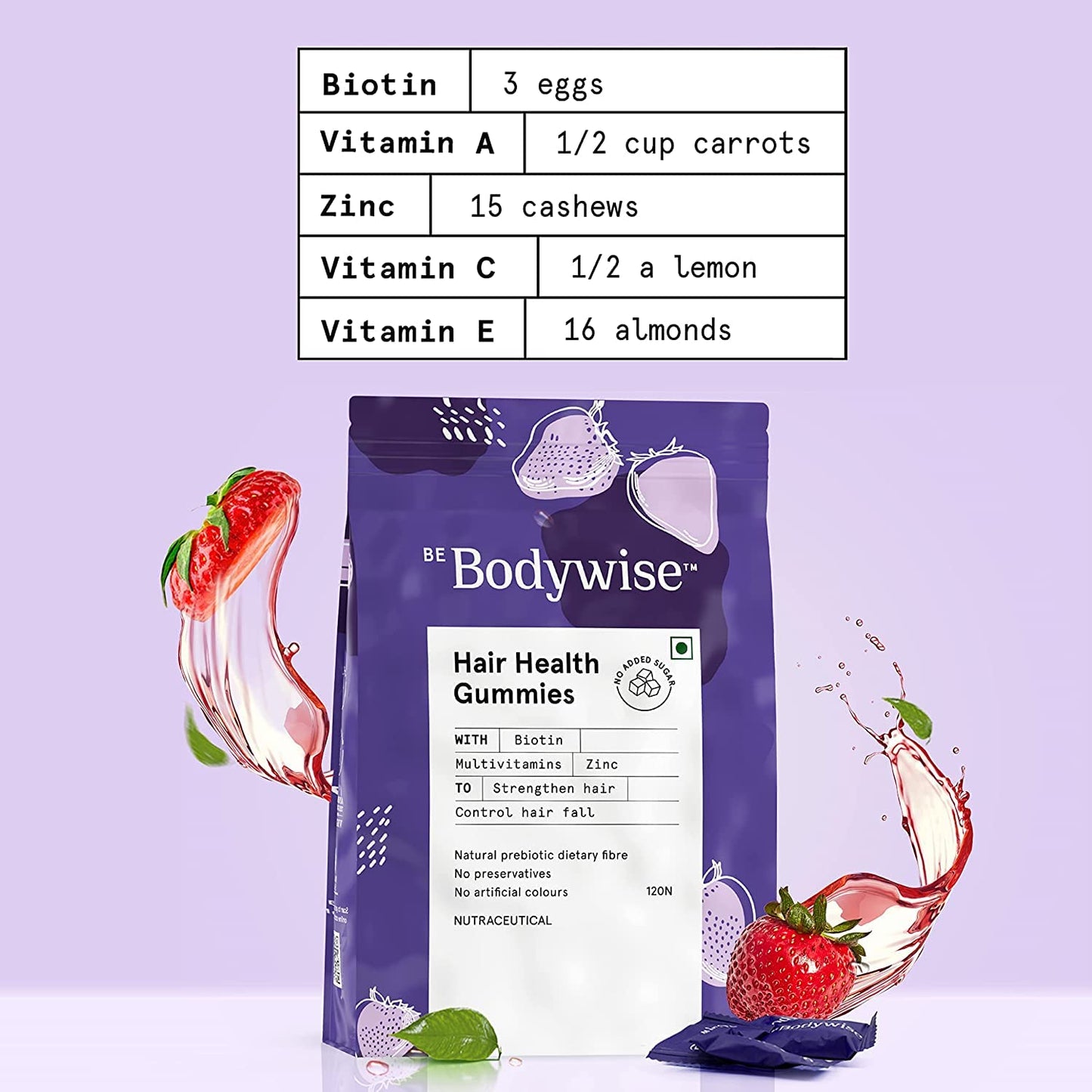 Metrol Be Bodywise Biotin Hair Gummies, 120 Count