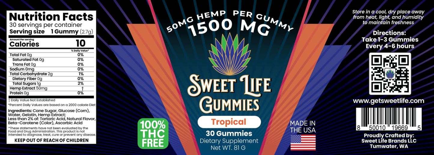 Sweet Life Hemp Gummies Chewable 30 Count