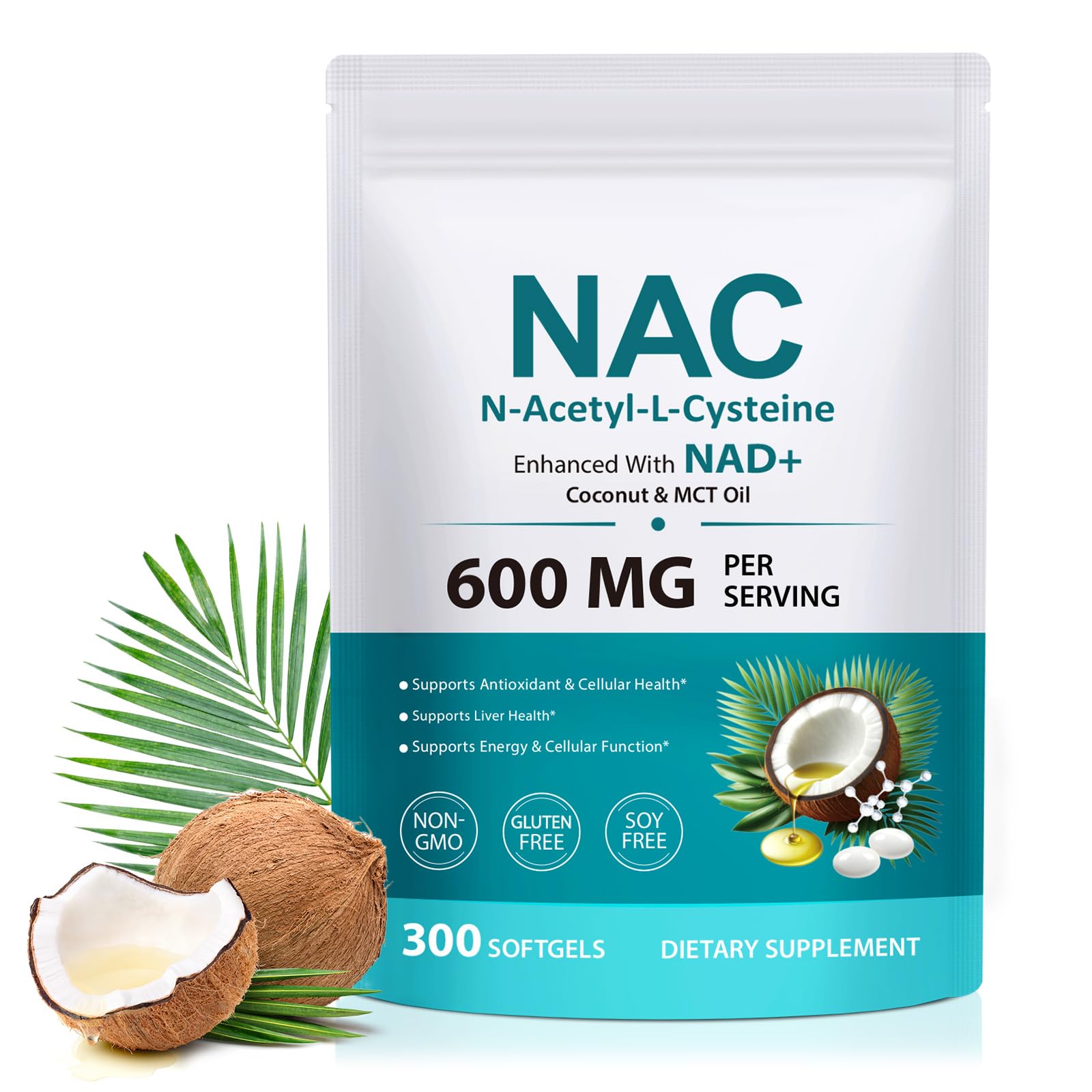 KPNEMA N-Acetyl Cysteine (NAC) 600mg Softgels 300 Count