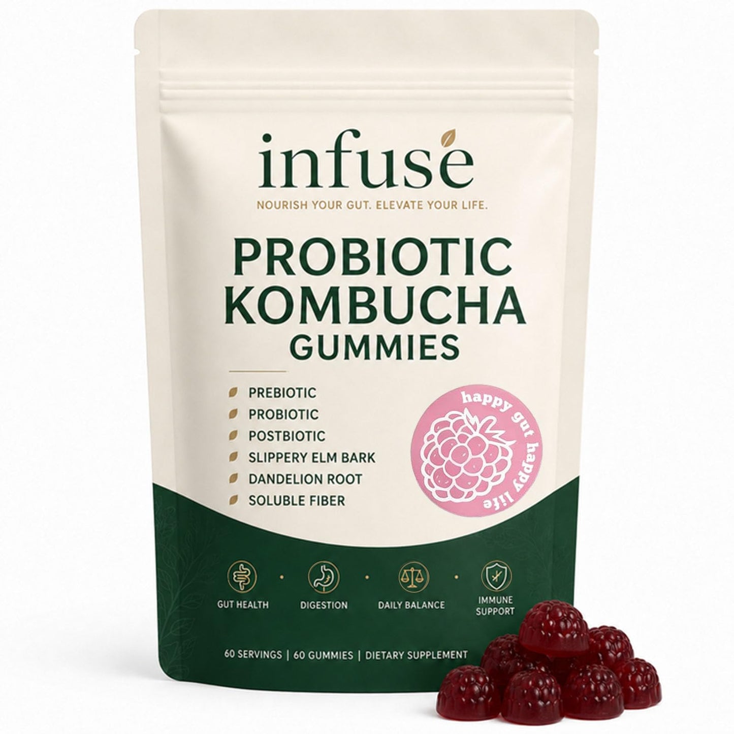 Tilly Bare Infuse Probiotic Kombucha Gummies, 60 Count