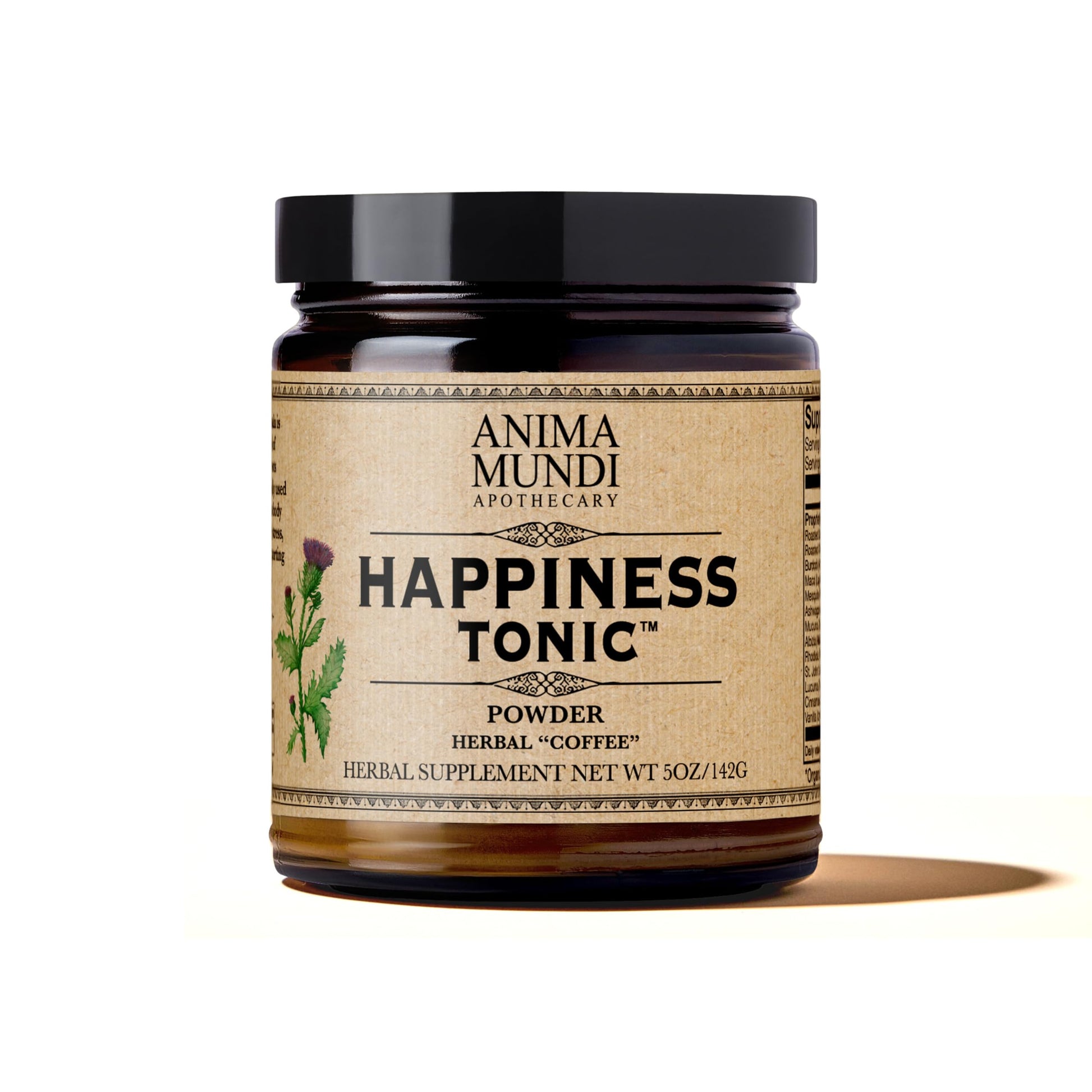 Anima Mundi Apothecary Herbal Coffee Substitute with Chicory Root & Ashwagandha - Happiness Tonic Powder, 5 oz