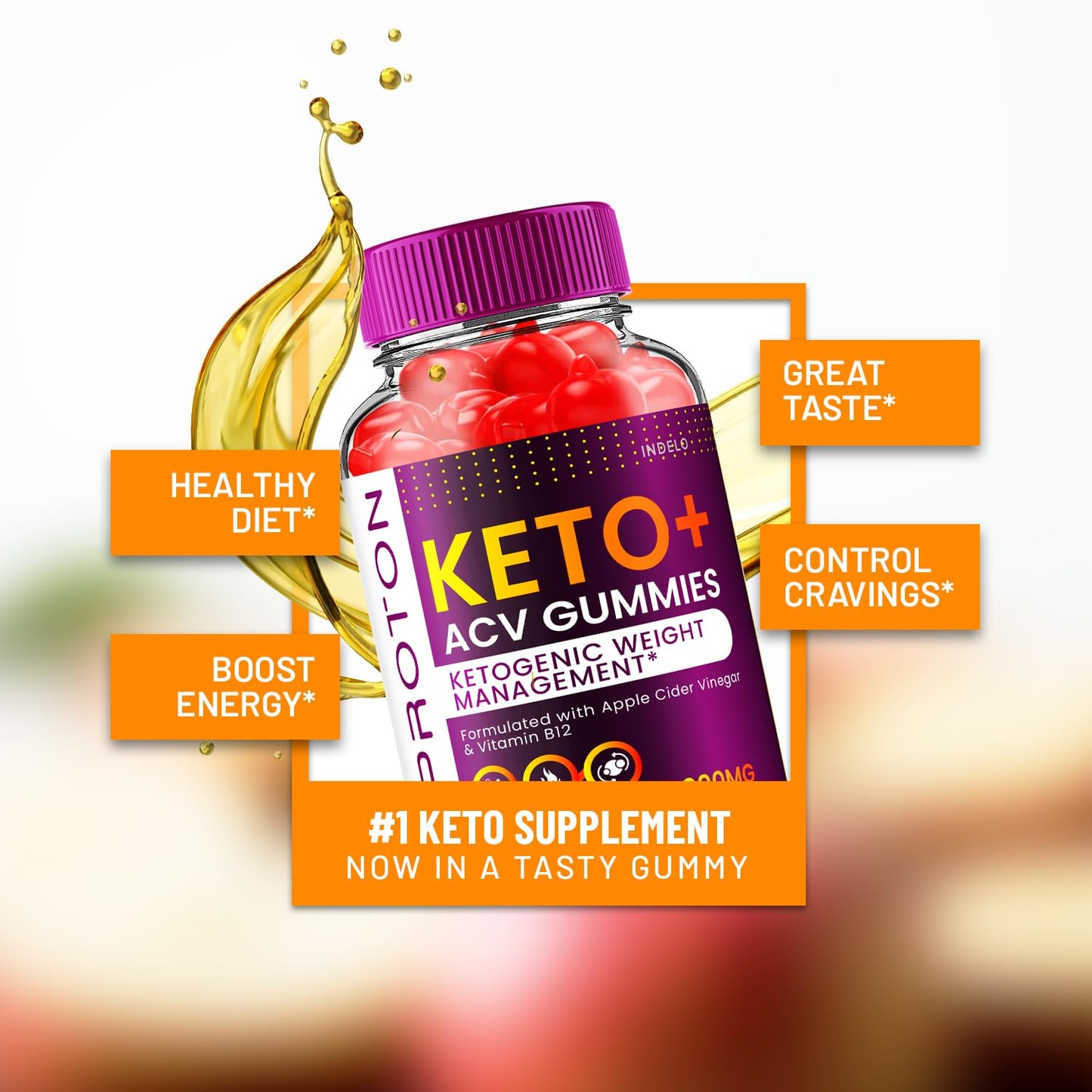 Indelo Proton Keto + ACV Gummies, 60 Count