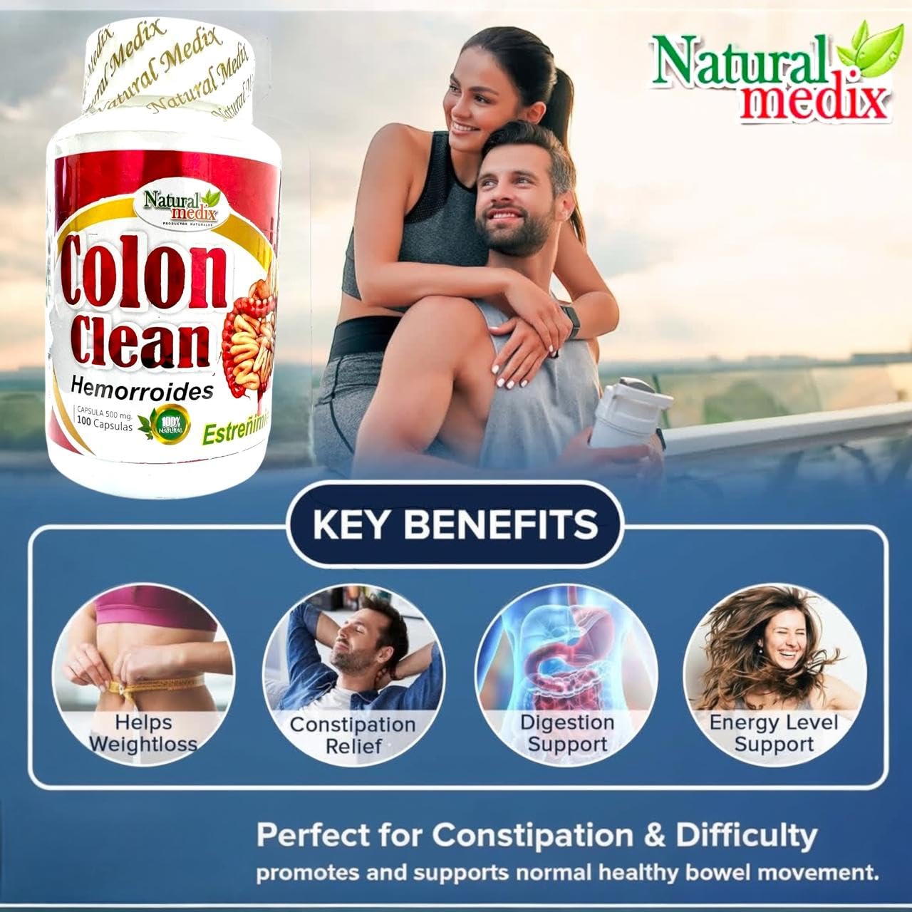 Natural medix Colon Cleanse Detox Premium Digestive Support, Bloating Relief & Natural Weight Balance Capsule 1 Count
