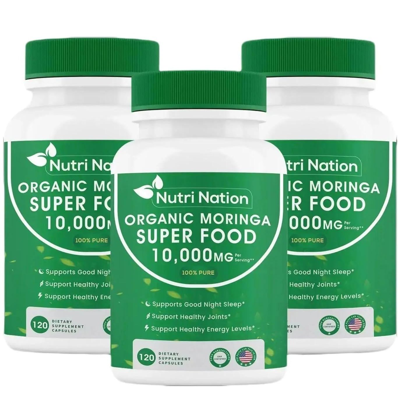 Nutri Nation Organic Moringa Supplement Capsule 3 Bottles