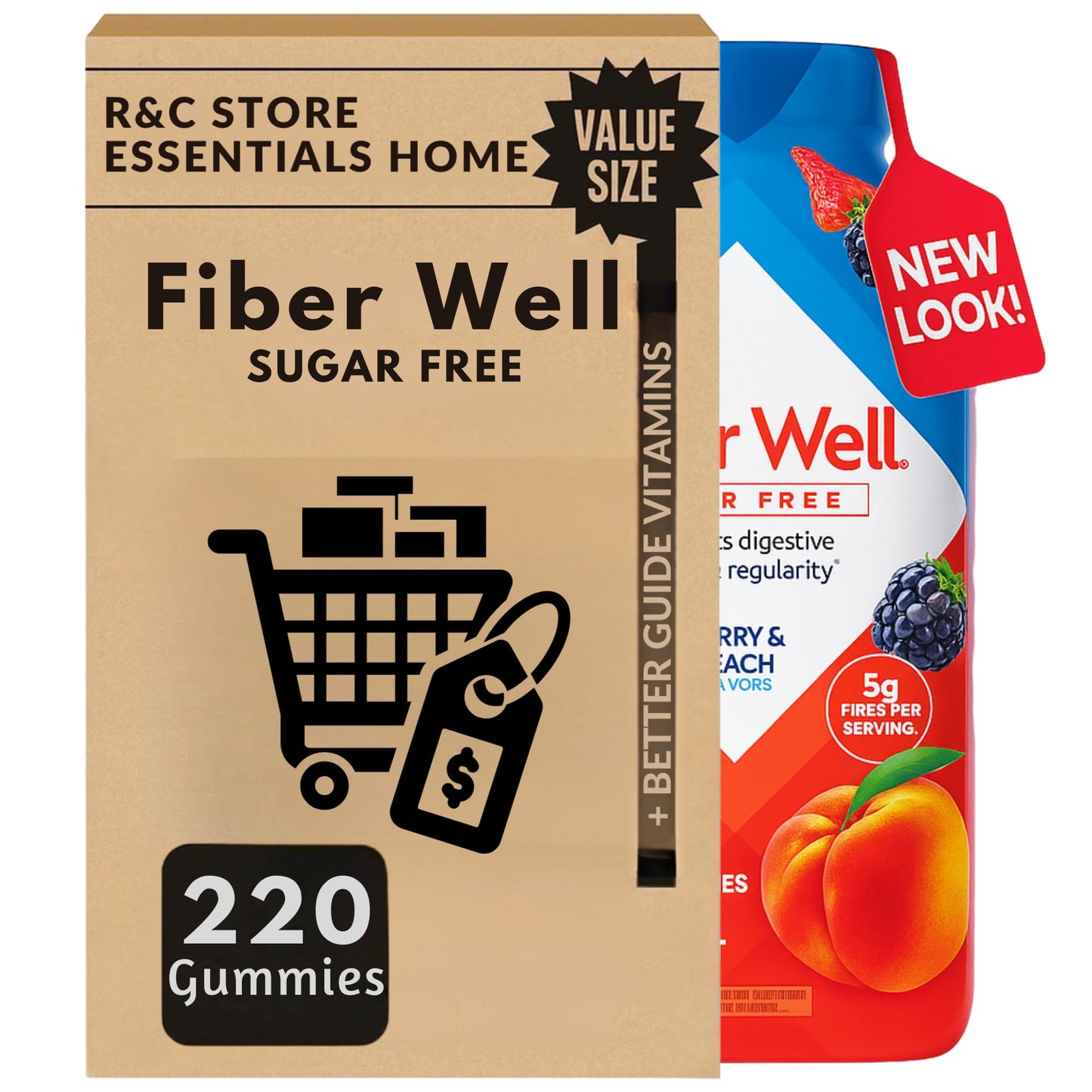 R&C Store Essentials Home Vita Fiber Well Gummies Sugar Free Gummy, 220 Count