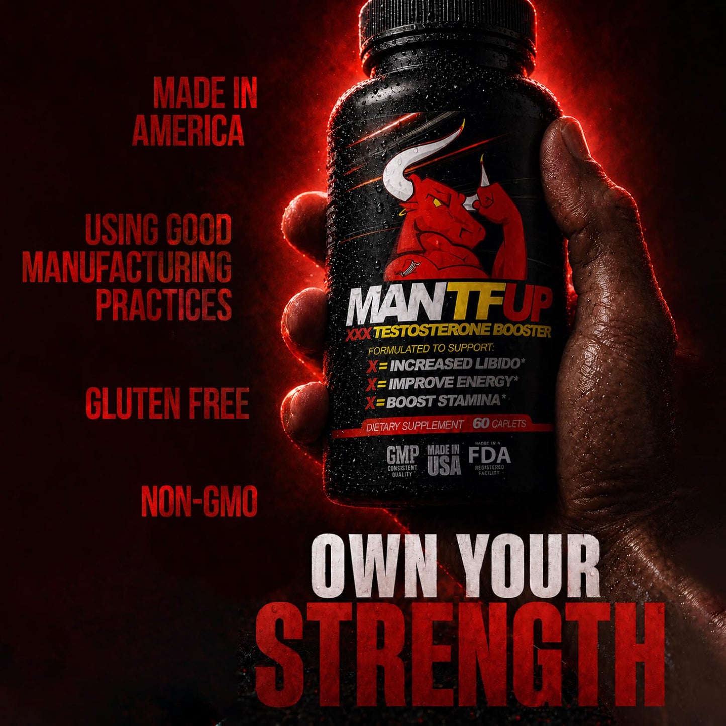 MANTFUP Vitality Enhancer for Men Caplets 120 Count (Pack of 2)