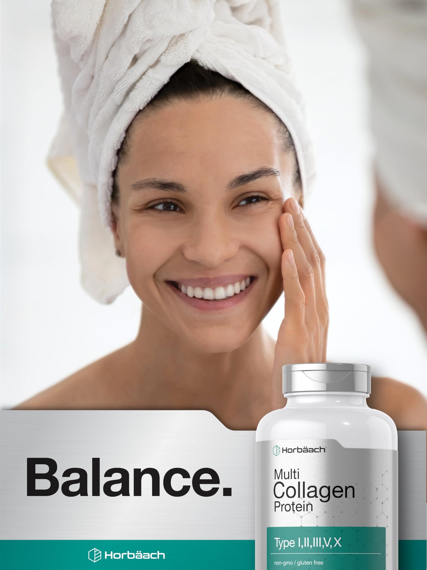 Horbäach Multi Collagen Protein 2000 mg Capsules, 180 Count