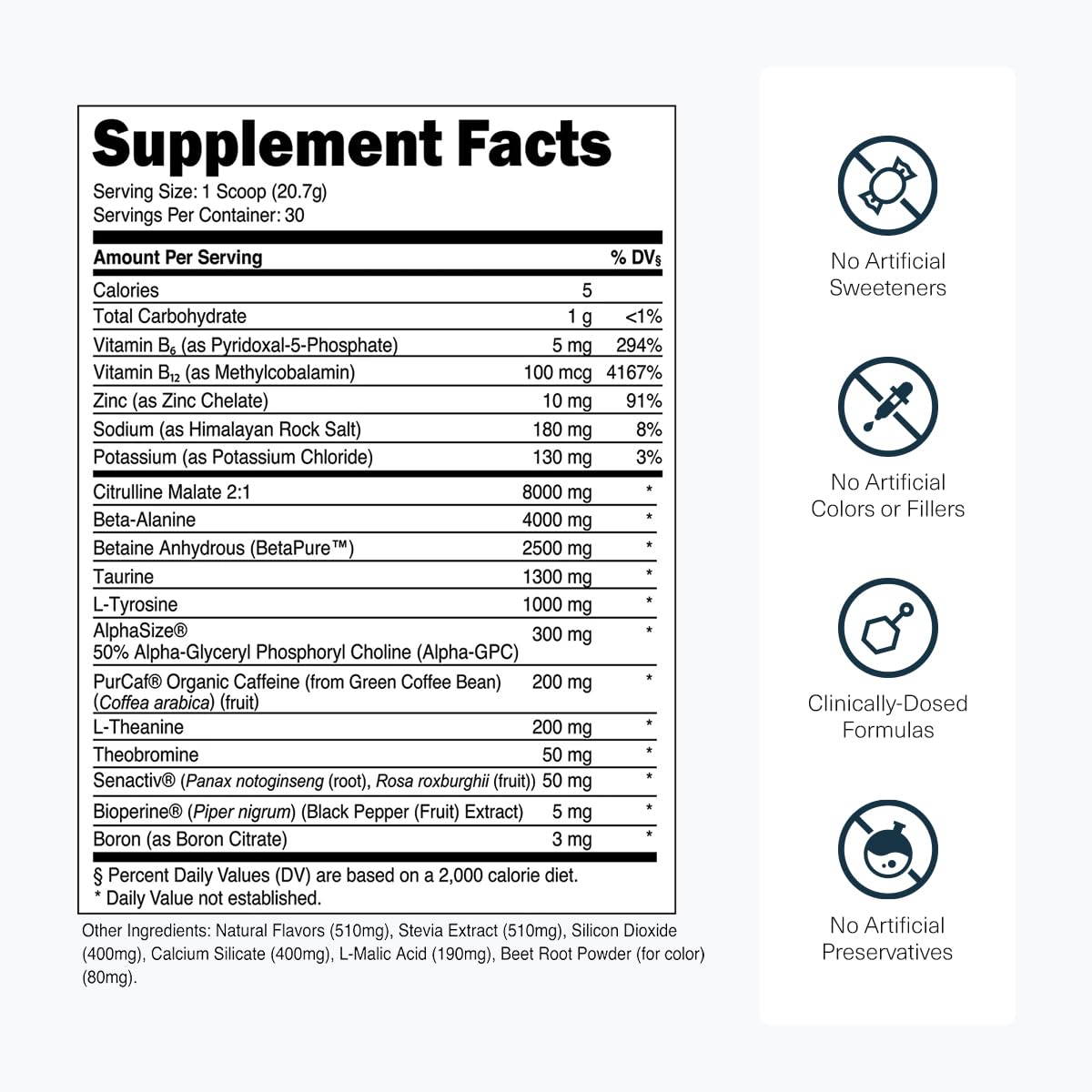 Transparent Labs Bulk Pre Workout Powder 30 Servings