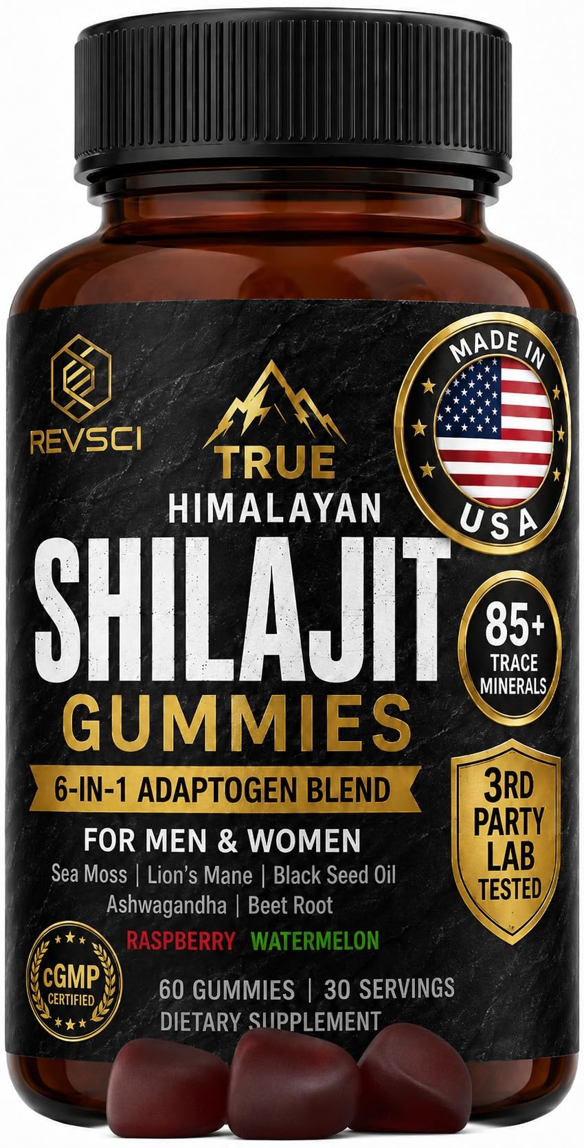 Revolution Science Himalayan Natural Shilajit for Men Gummies 60 Count