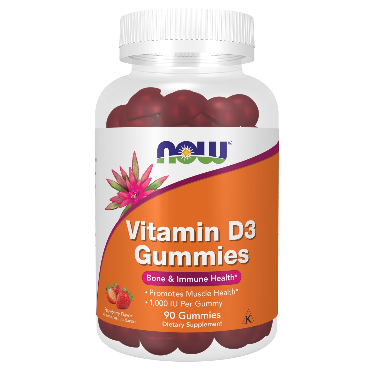 NOW Foods Vitamin D3 Gummies, 90 Count