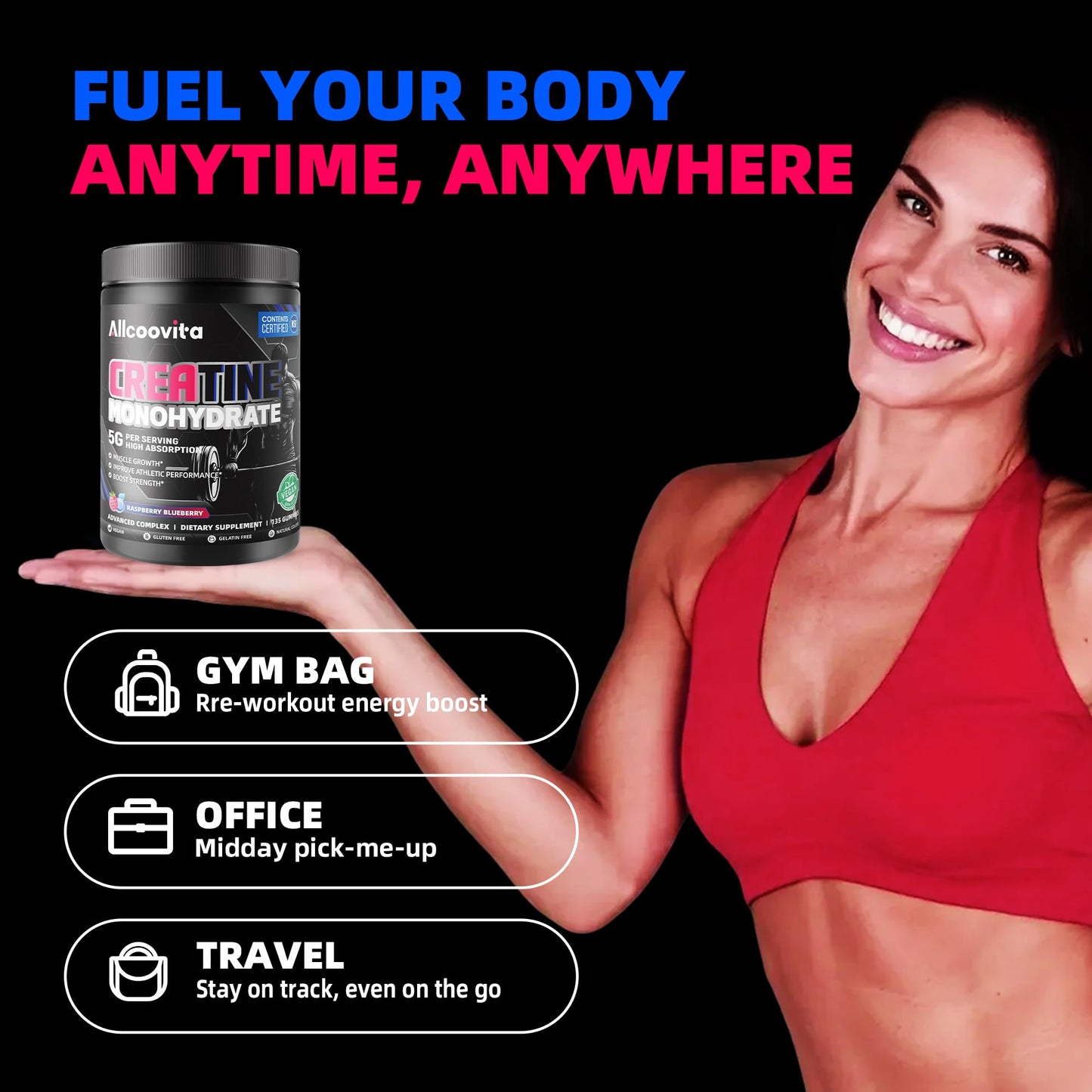 Allcoovita Creatine Monohydrate Gummies 135 ct