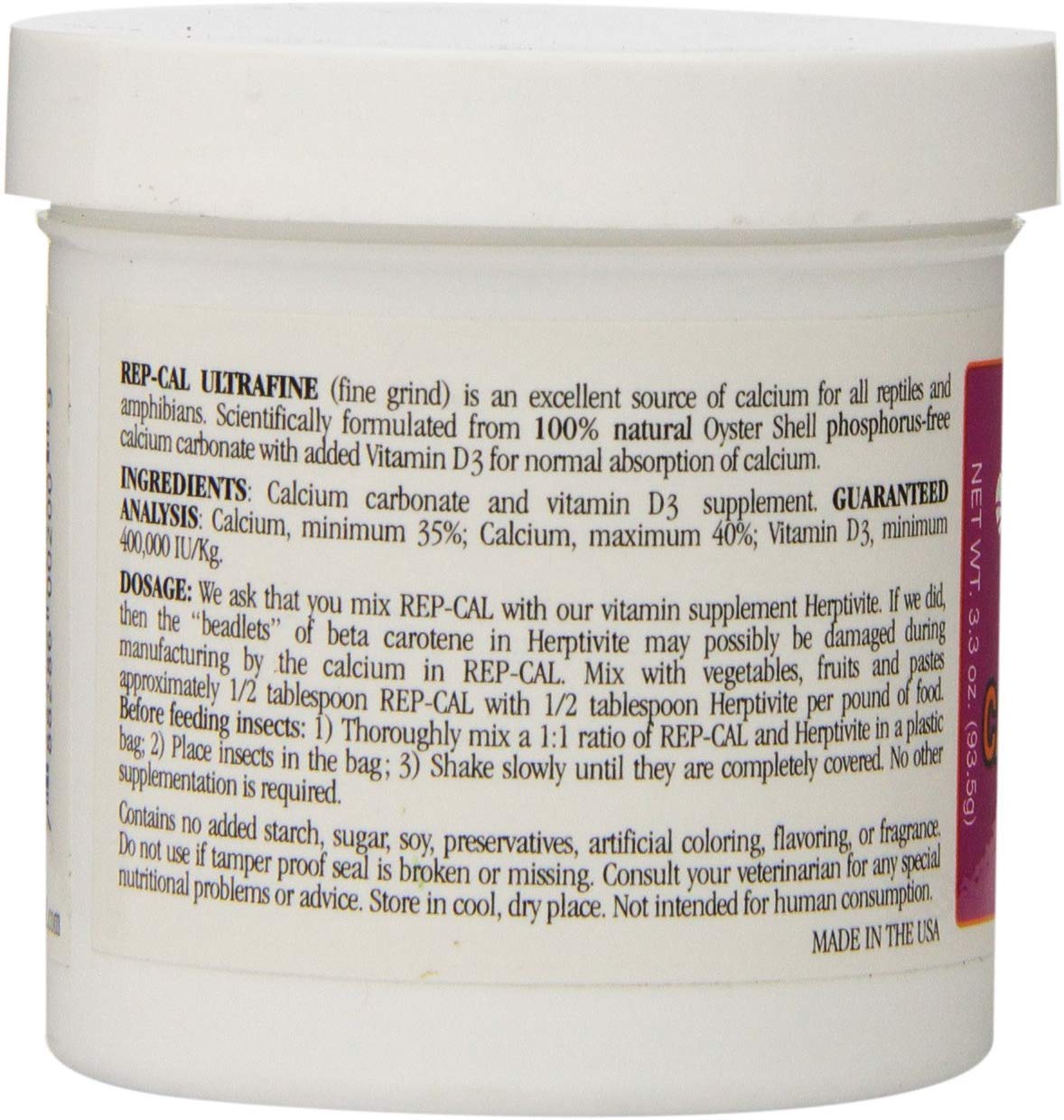 Rep-Cal Phosphorus Free Calcium with Vitamin D3 Ultrafine Powder, 19.8 oz