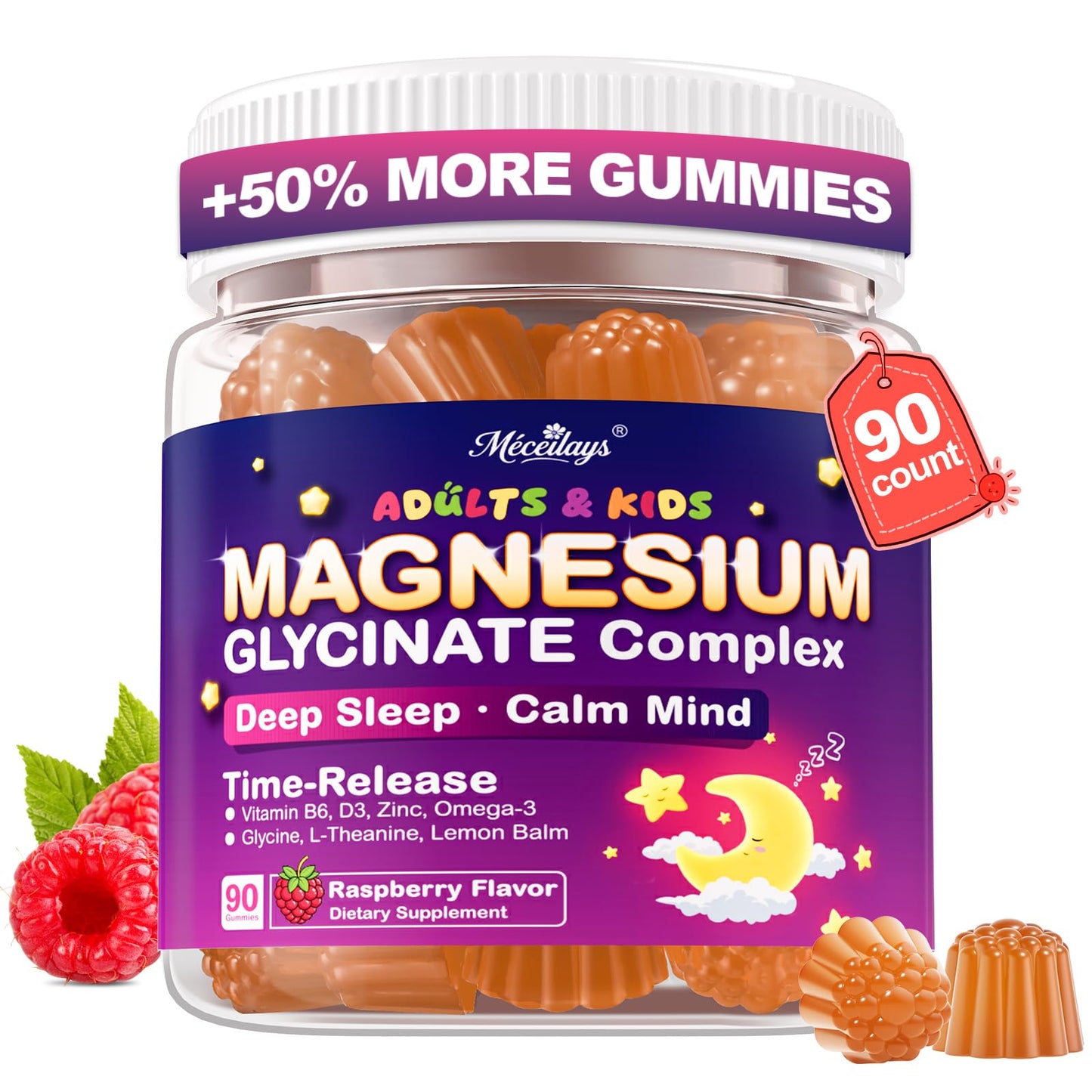 Meceilays Magnesium Glycinate Gummies 90 Count