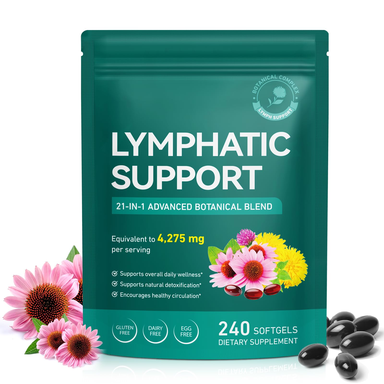 DLOMFVFQ Lymphatic Drainage Supplements Softgels 240