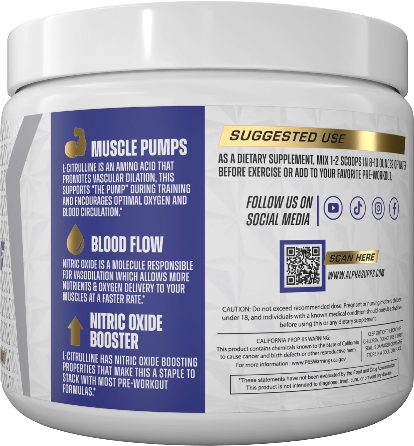 Alpha Supps L-Citrulline Powder 7.1 Ounce (Pack of 1)
