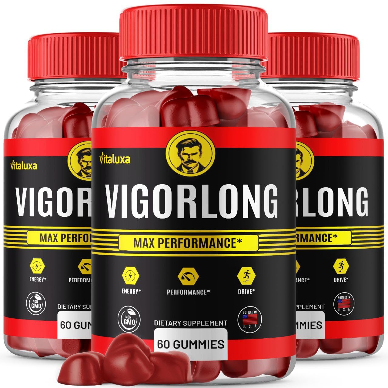 Vitaluxa Vigorlong Gummies Maximum Strength All Natural Advanced Formula Premium Blend Supplement for Health and Wellness, 180 Gummies
