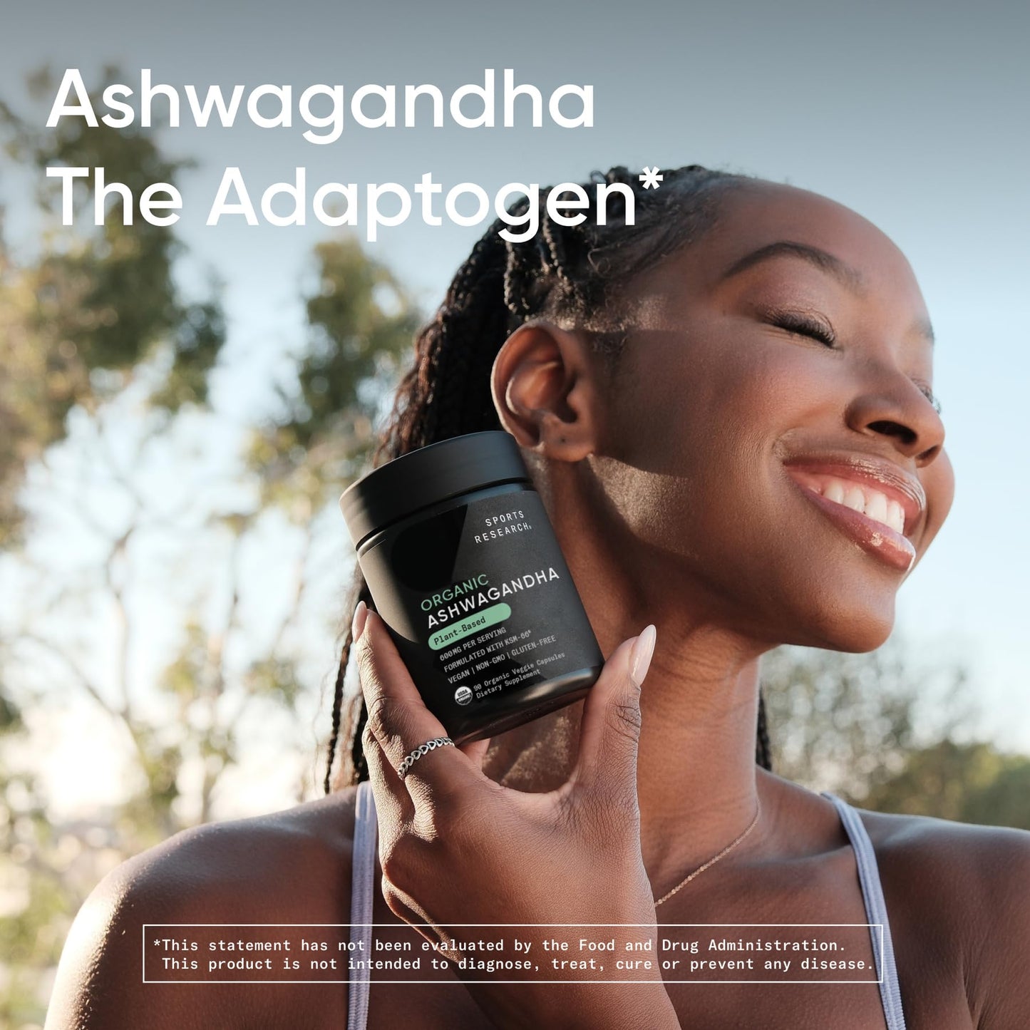 Sports Research Organic Ashwagandha 600mg w/KSM-66 Capsule, 90 Count