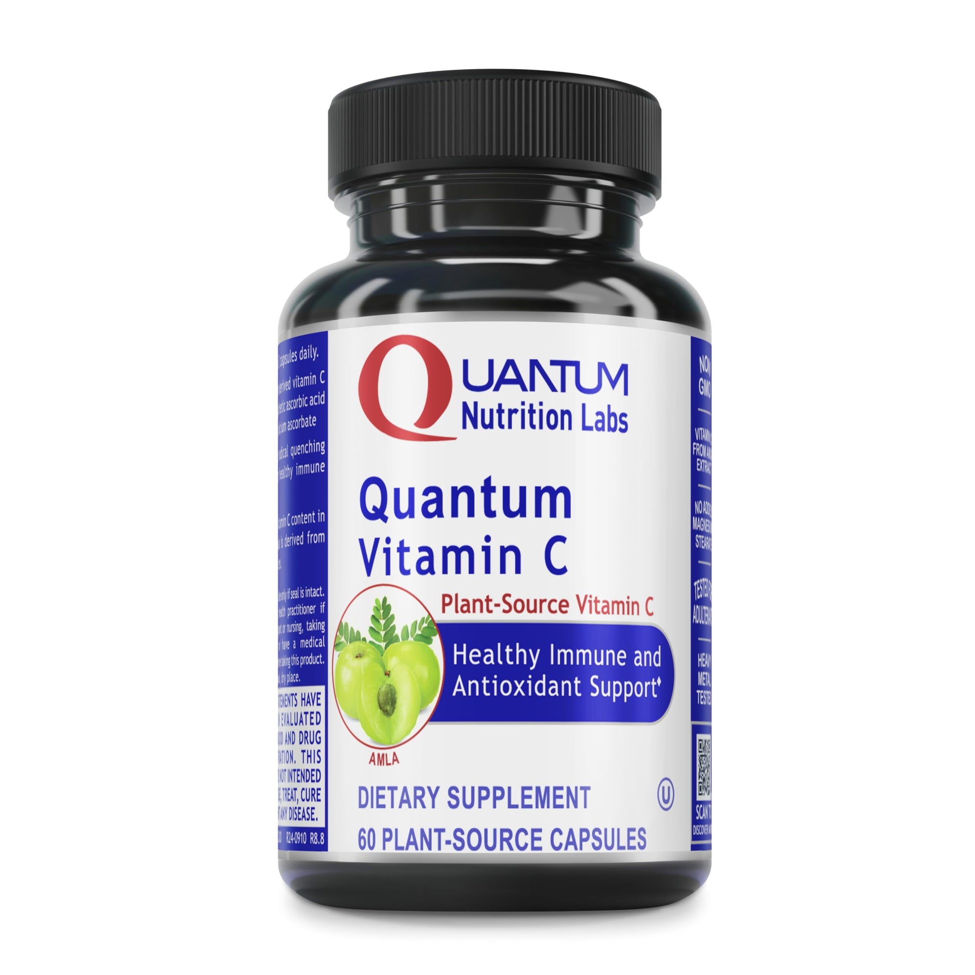 Quantum Nutrition Quantum Vitamin C Organic Natural Vitamin C Supplement for Women and Men, Whole Food Vitamin C Source, Pure with Bioflavonoids and Amla, Aids Immune Support, 60 Vegan Capsules