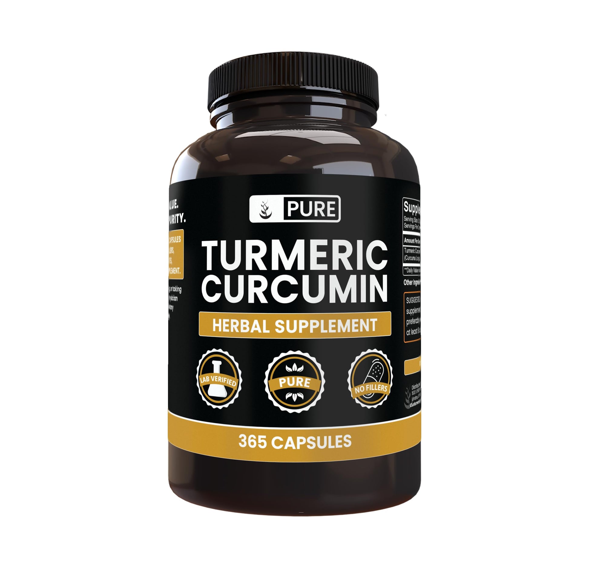 PURE ORIGINAL INGREDIENTS Turmeric Curcumin 365 Capsules