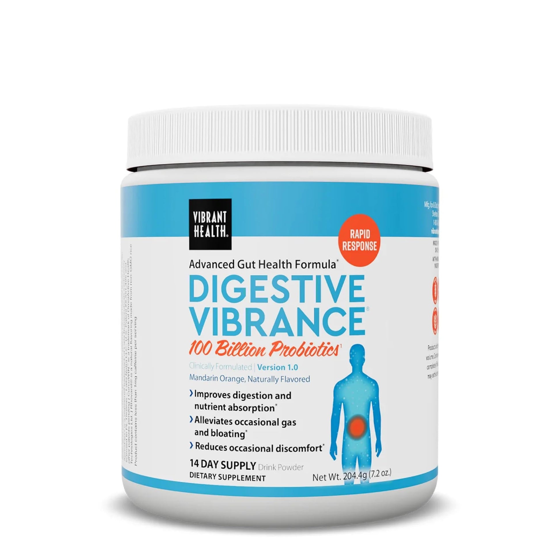 Vibrant Health Digestive Vibrance Probiotic Powder, 7.21 oz, 100 Billion Probiotics per Serving, 14 Servings