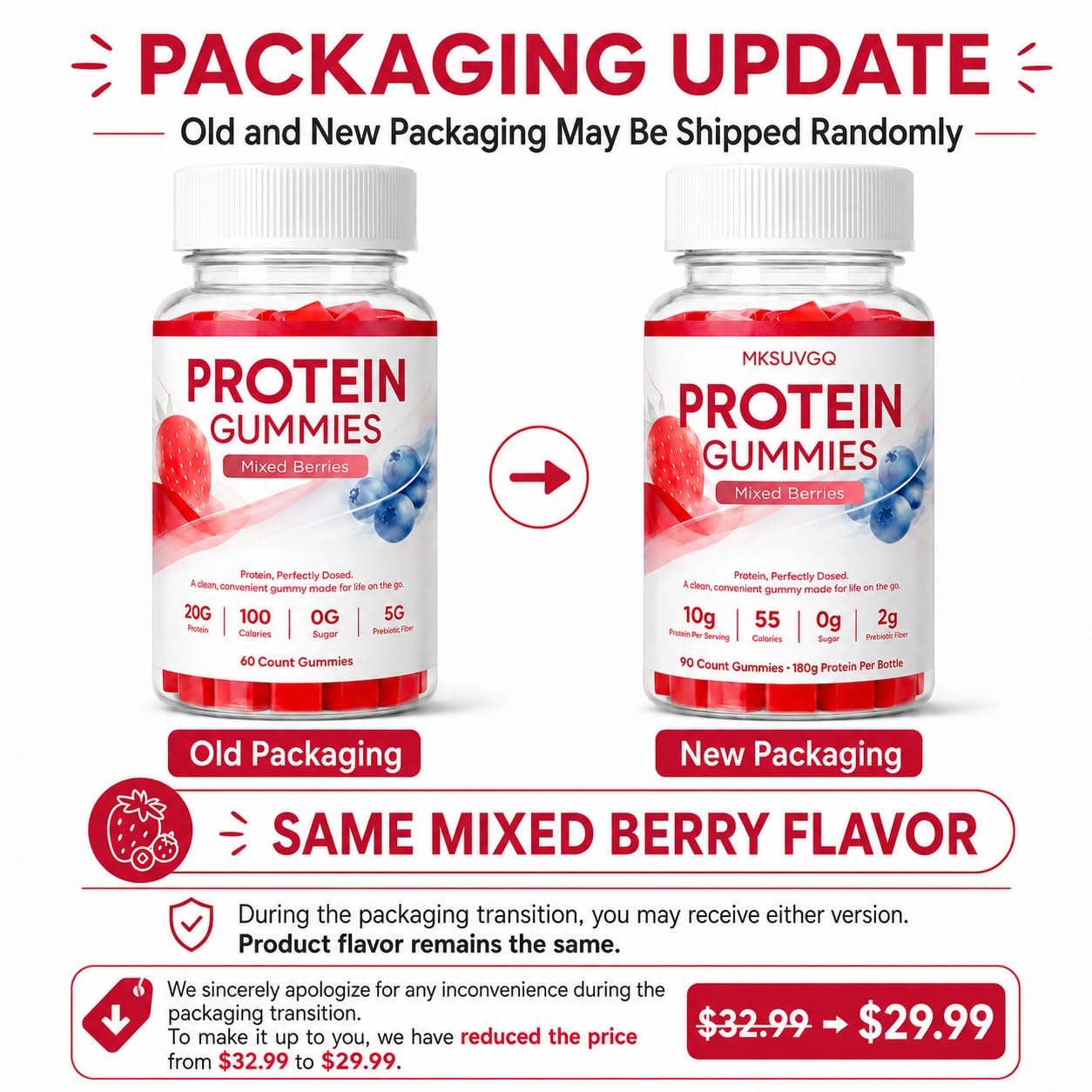 MKSUVGQ Protein Gummies 90 Gummies