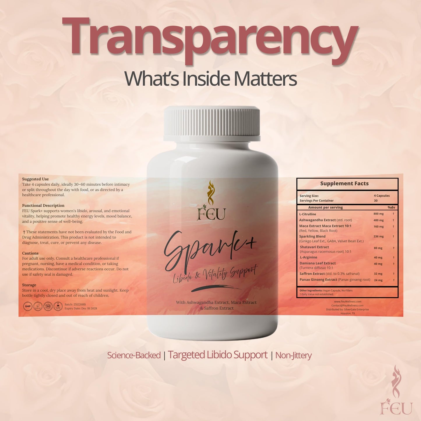 FEU Spark Plus Women Libido & Intimacy Support Supplement Capsule, 120 Capsules