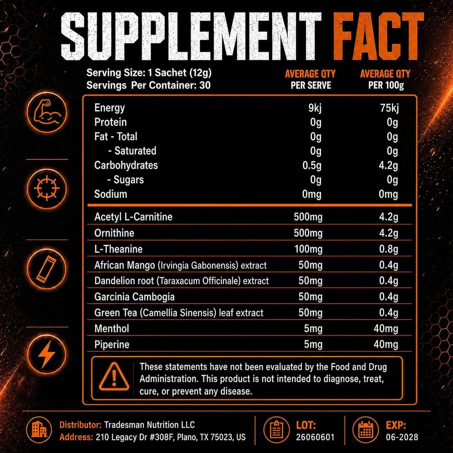 TRADESMAN NUTRITION T-Fuel and Shred Powder, 8 oz