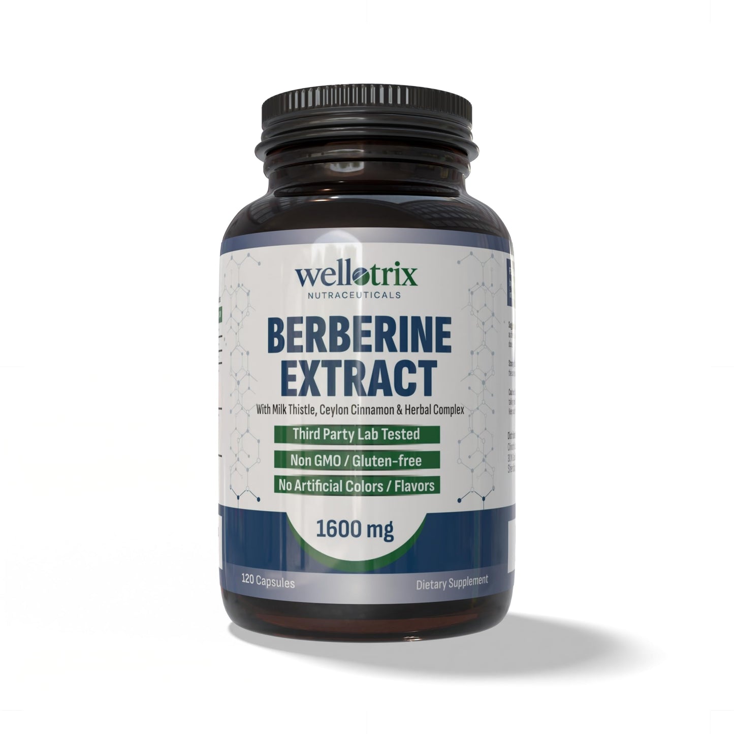 Wellotrix Nutraceuticals Berberine Extract 1600 mg with Milk Thistle, Ceylon Cinnamon & Herbal Extracts – Advanced Glucose & Metabolic Support Capsules, 120 Capsules