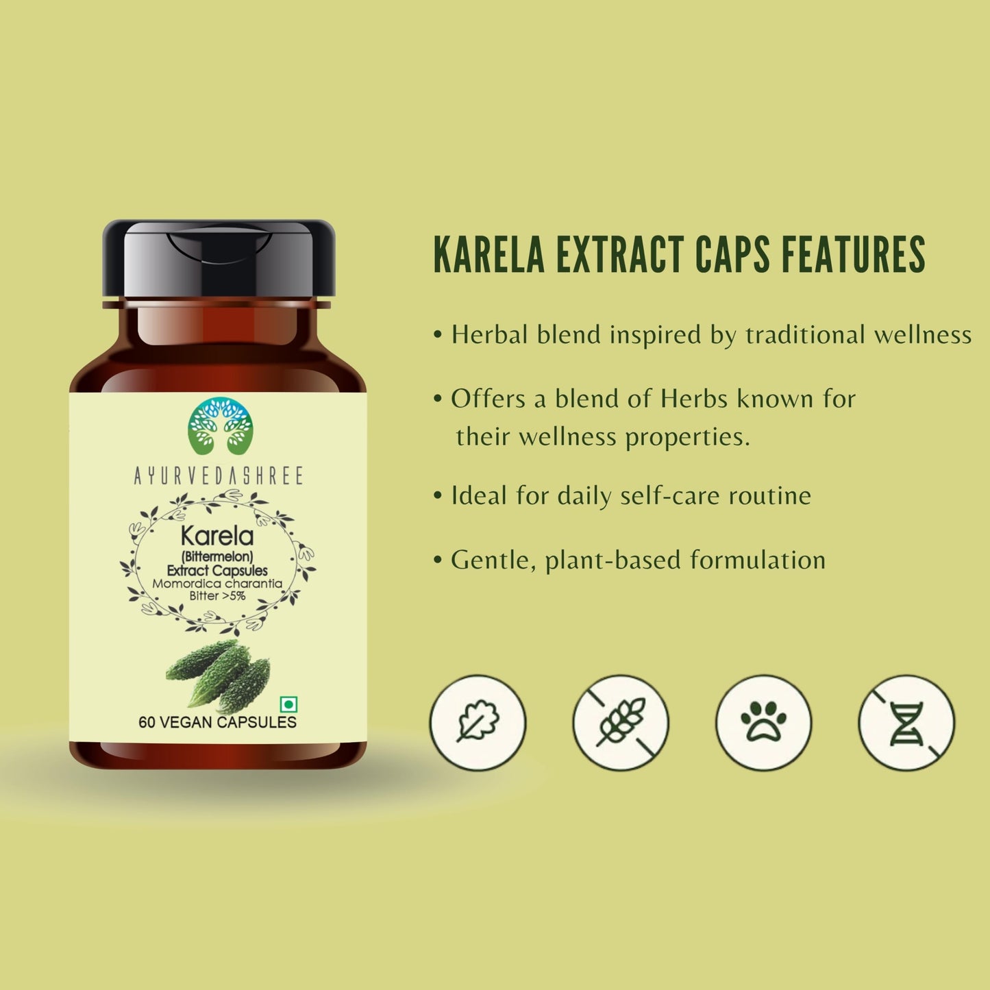 AYURVEDASHREE Karela Extract 500mg Capsules 60