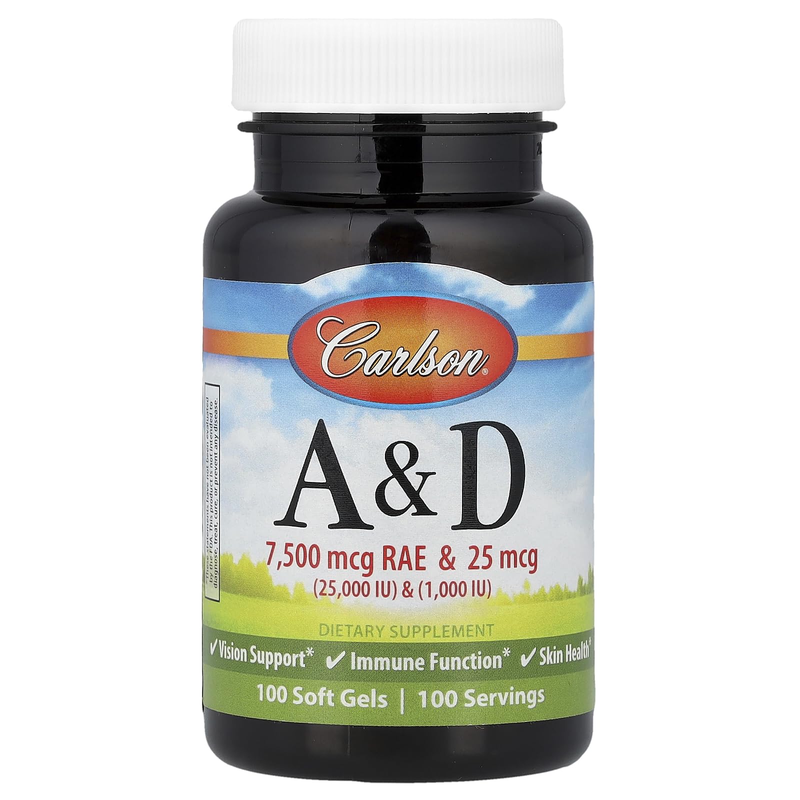Carlson Vitamin A and D 25000/1000 IU Softgel 100 Softgels