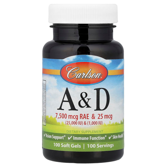 Carlson Vitamin A and D 25000/1000 IU Softgel 100 Softgels