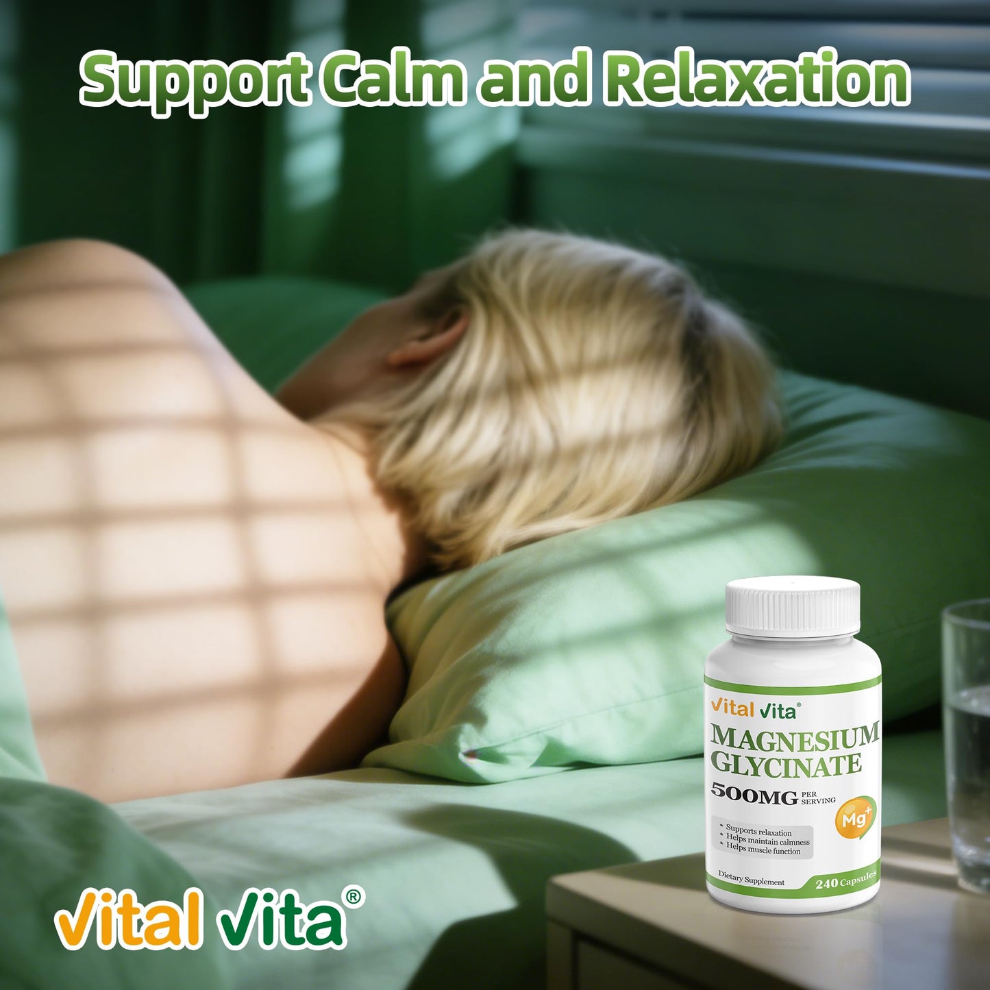 Vital Vita Magnesium Glycinate 500mg Capsule, 240 Count