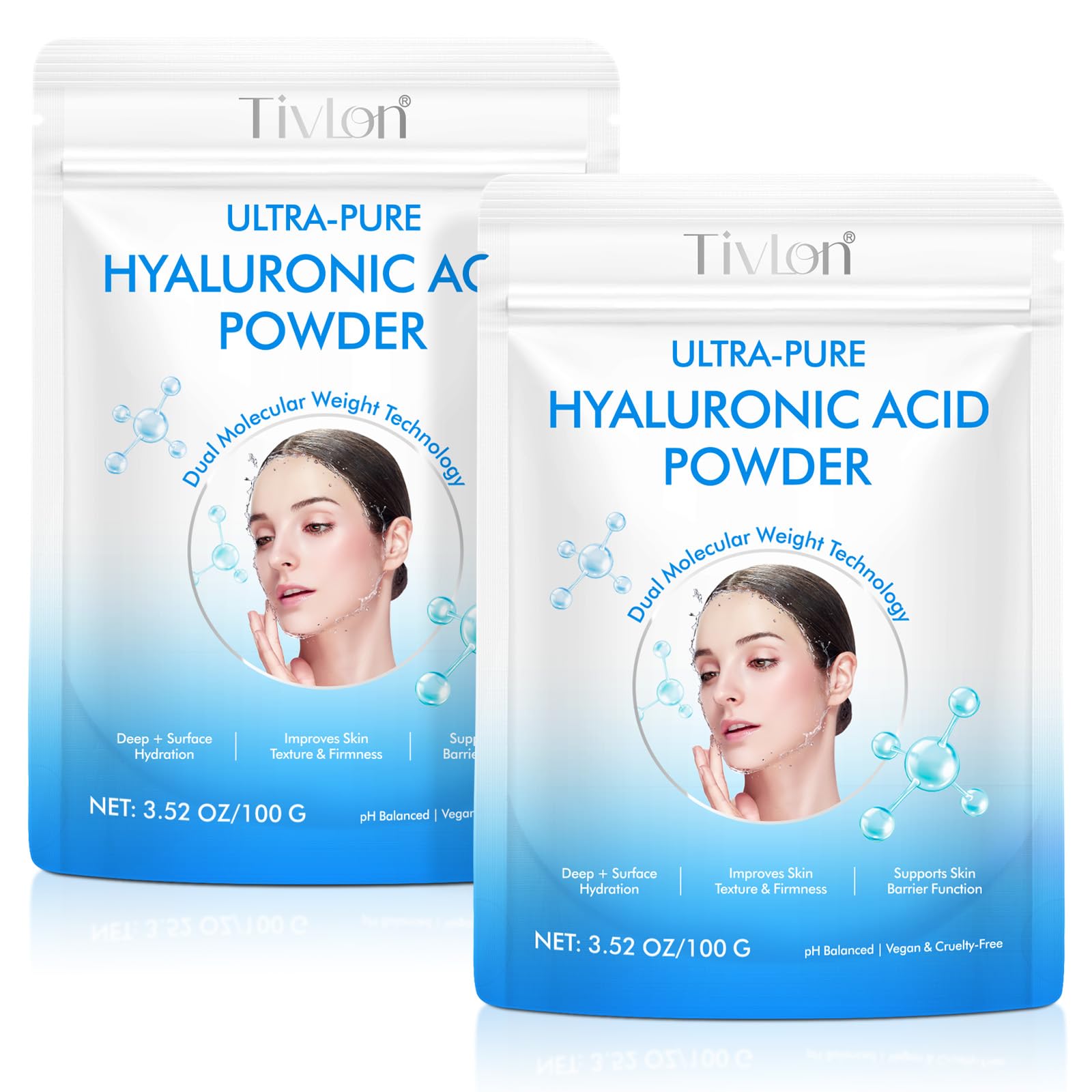 Flasture Hyaluronic Acid Powder for Skin, High Molecular Weight, Water-Soluble, Cosmetic Grade, Vegan, Gluten-Free, DIY Serums & Creams, 7.04 oz