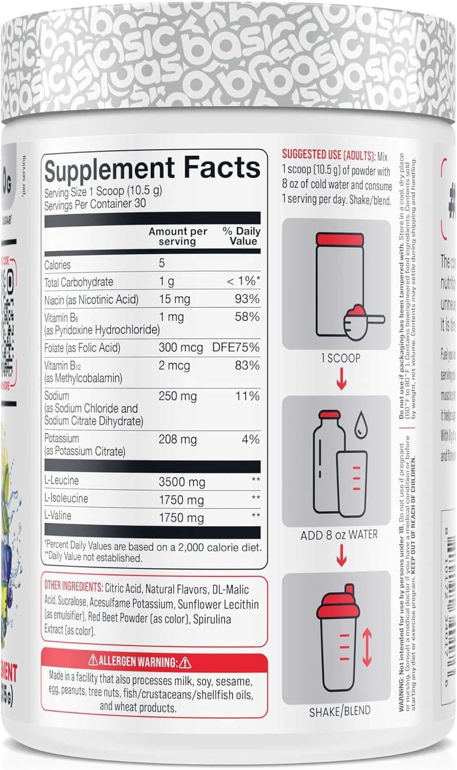 BASIC SUPPLEMENTS BCAA Powder 11.1 Ounce