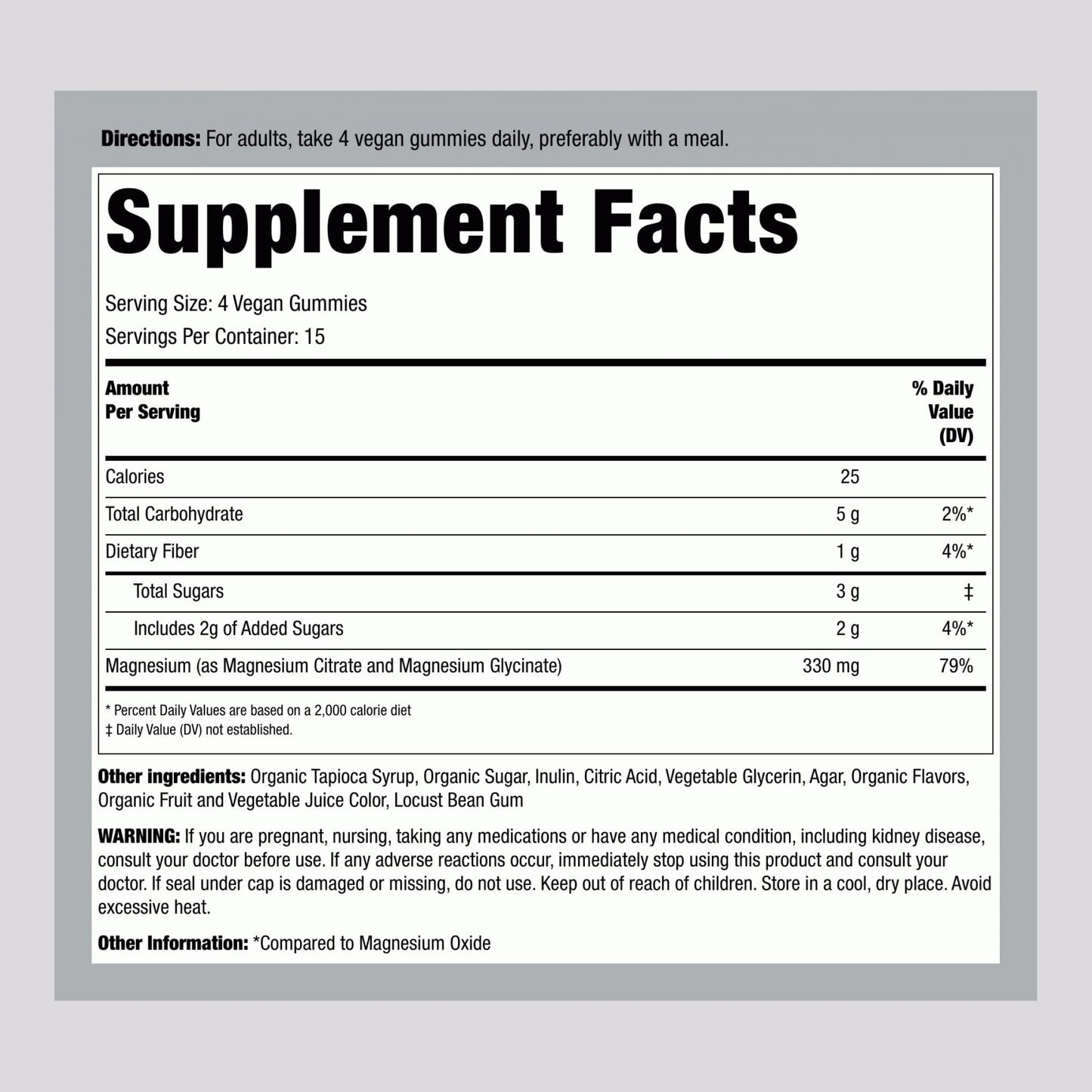 Piping Rock Magnesium Citrate & Glycinate Gummies 60 Count
